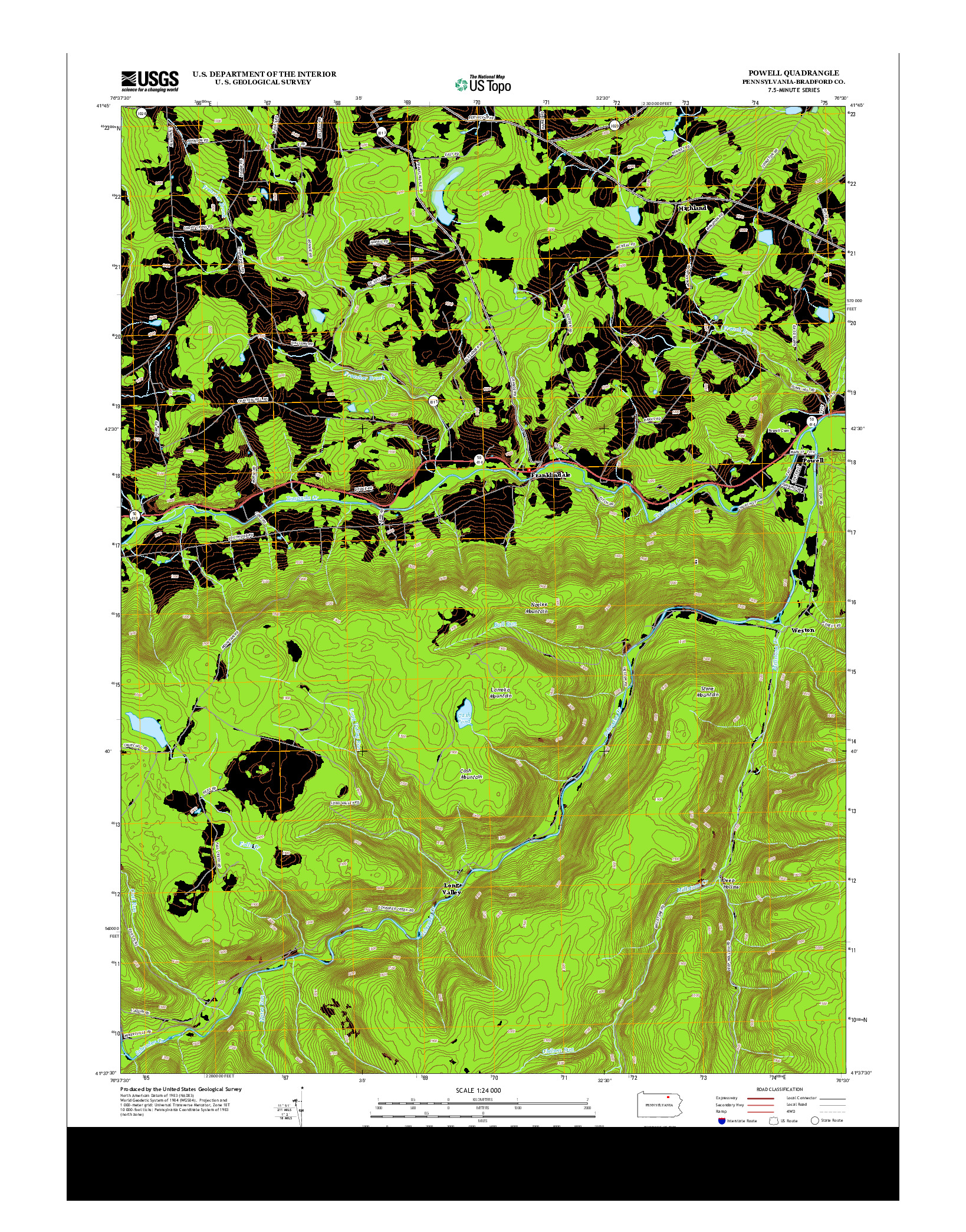 USGS US TOPO 7.5-MINUTE MAP FOR POWELL, PA 2013