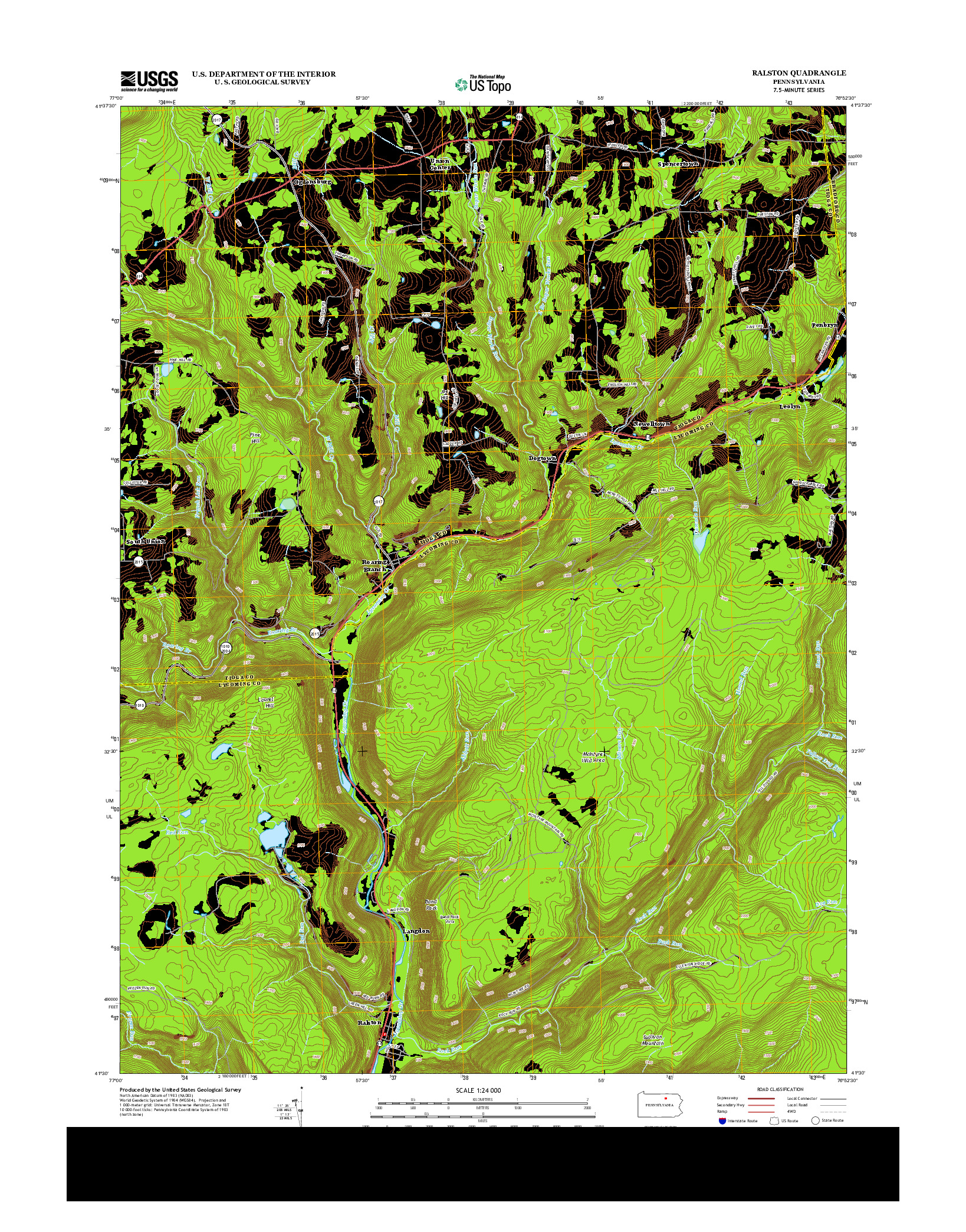 USGS US TOPO 7.5-MINUTE MAP FOR RALSTON, PA 2013