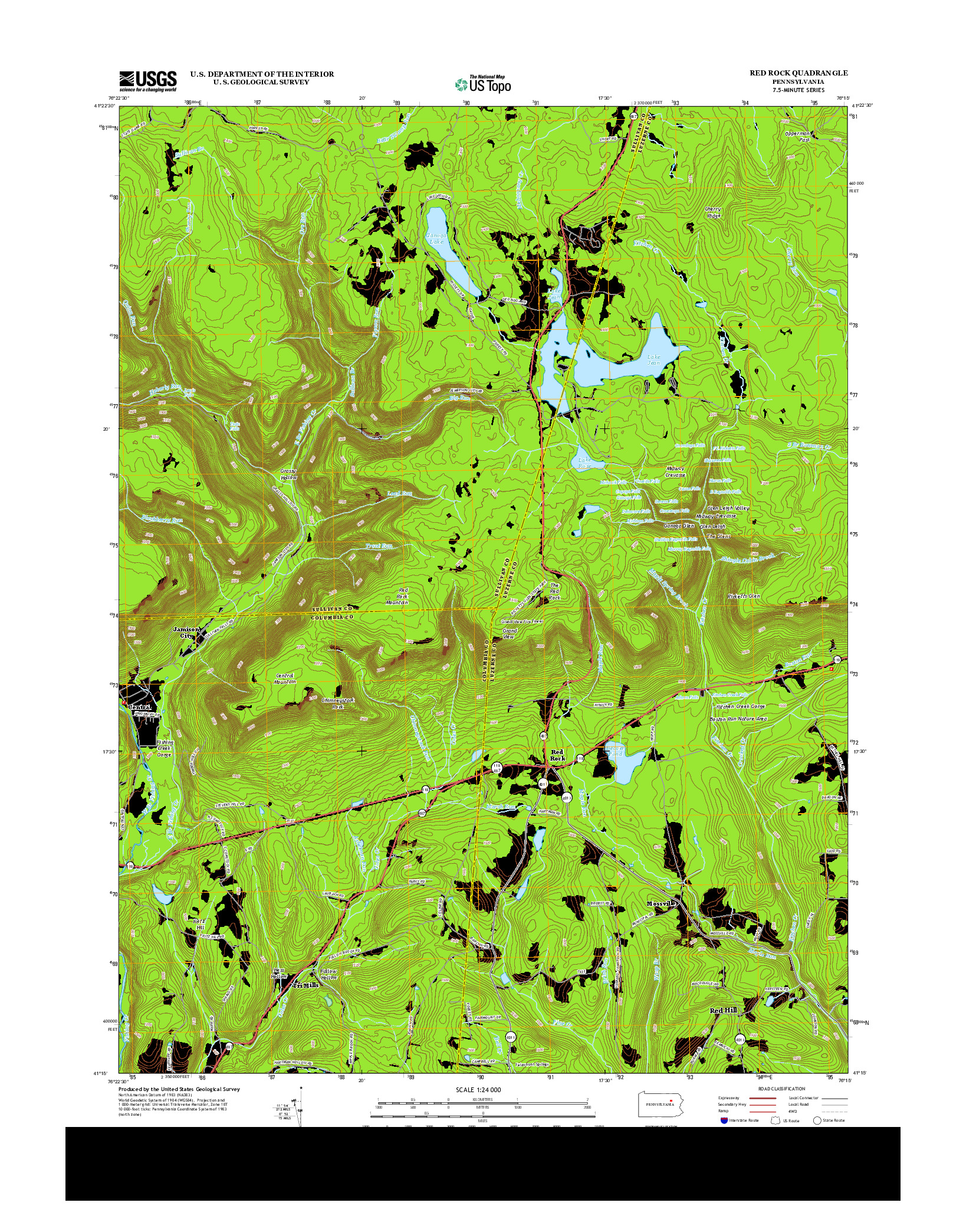 USGS US TOPO 7.5-MINUTE MAP FOR RED ROCK, PA 2013