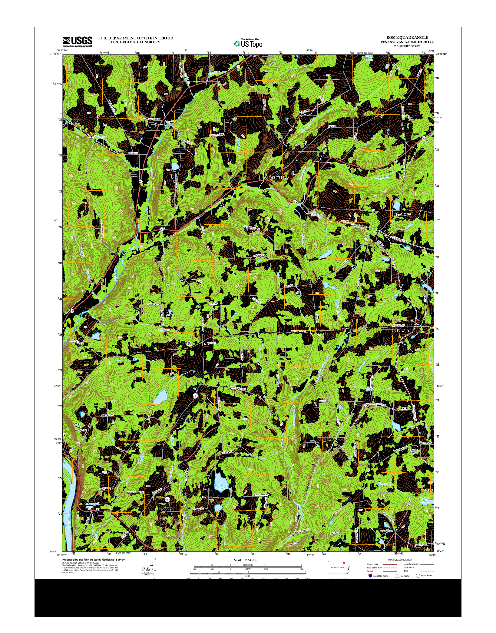 USGS US TOPO 7.5-MINUTE MAP FOR ROME, PA 2013