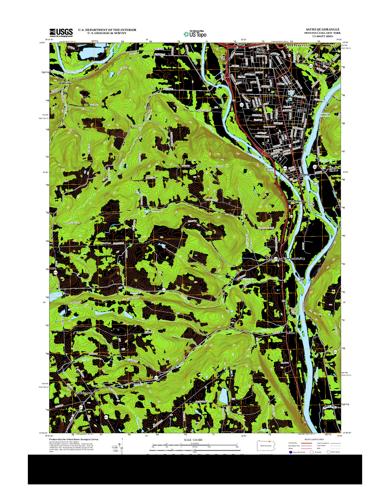 USGS US TOPO 7.5-MINUTE MAP FOR SAYRE, PA-NY 2013