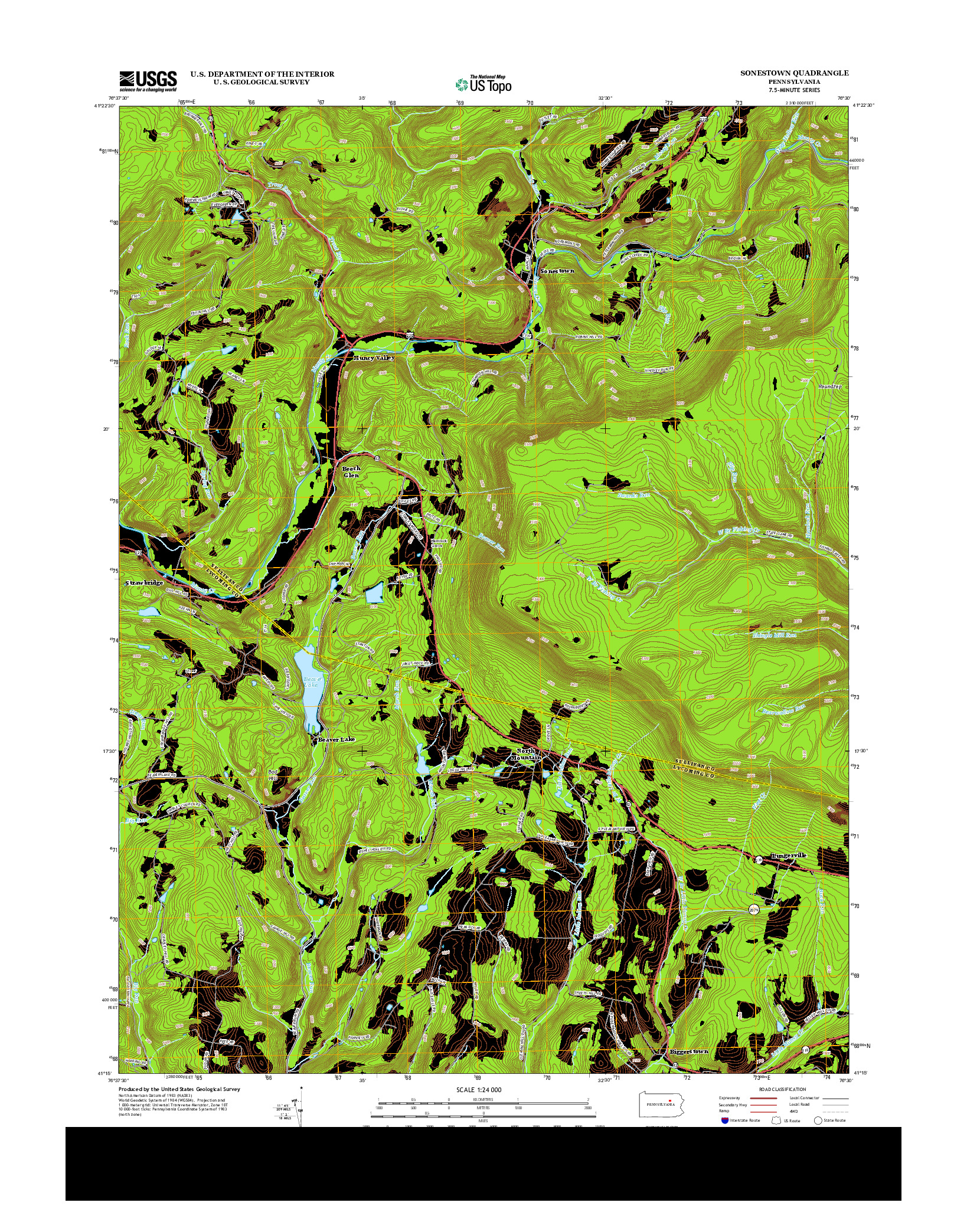 USGS US TOPO 7.5-MINUTE MAP FOR SONESTOWN, PA 2013