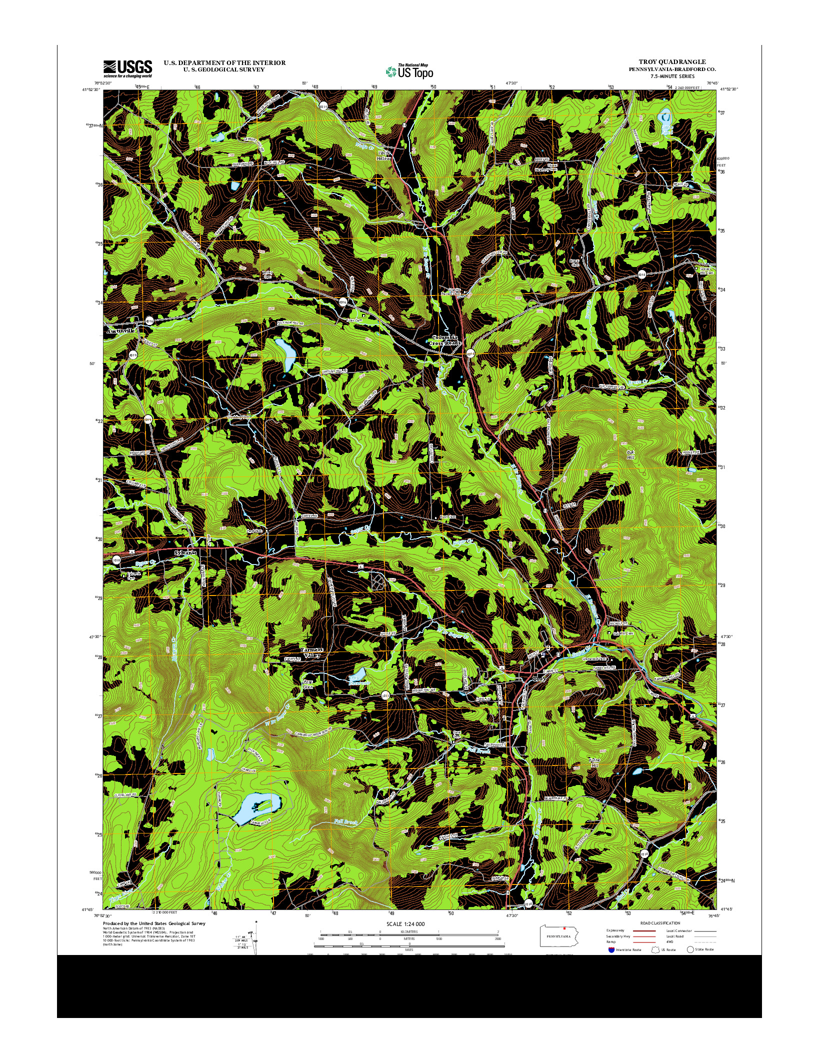 USGS US TOPO 7.5-MINUTE MAP FOR TROY, PA 2013