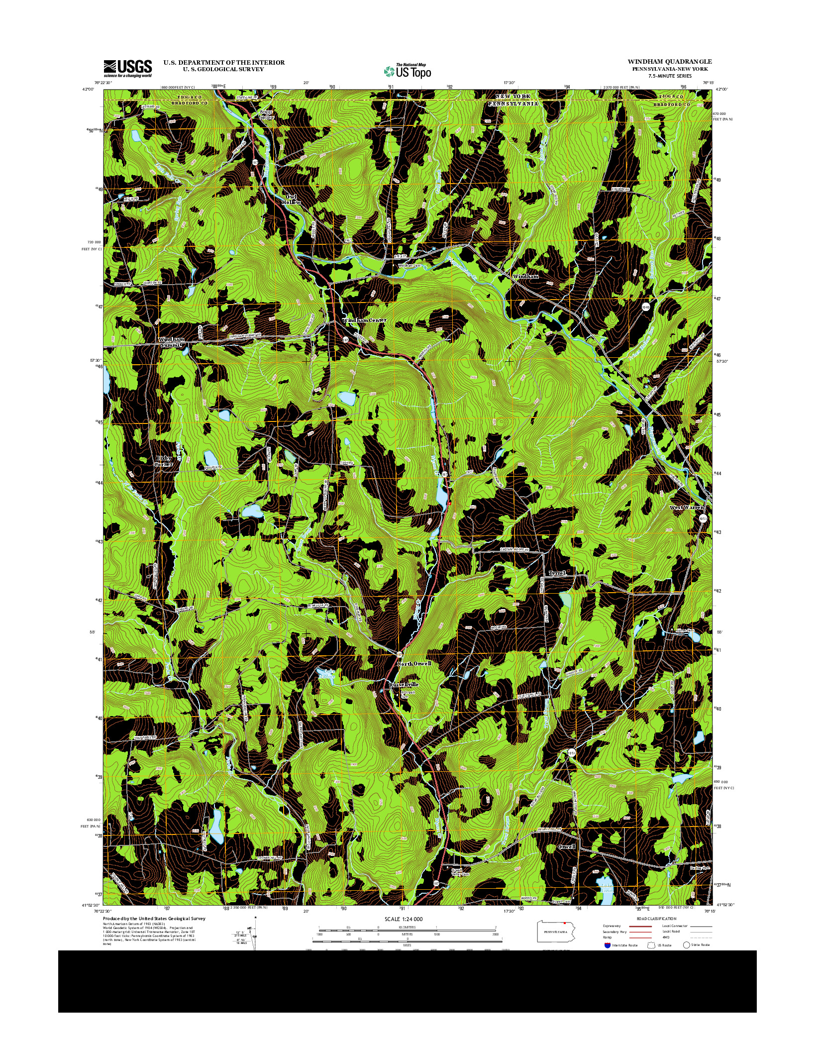 USGS US TOPO 7.5-MINUTE MAP FOR WINDHAM, PA-NY 2013