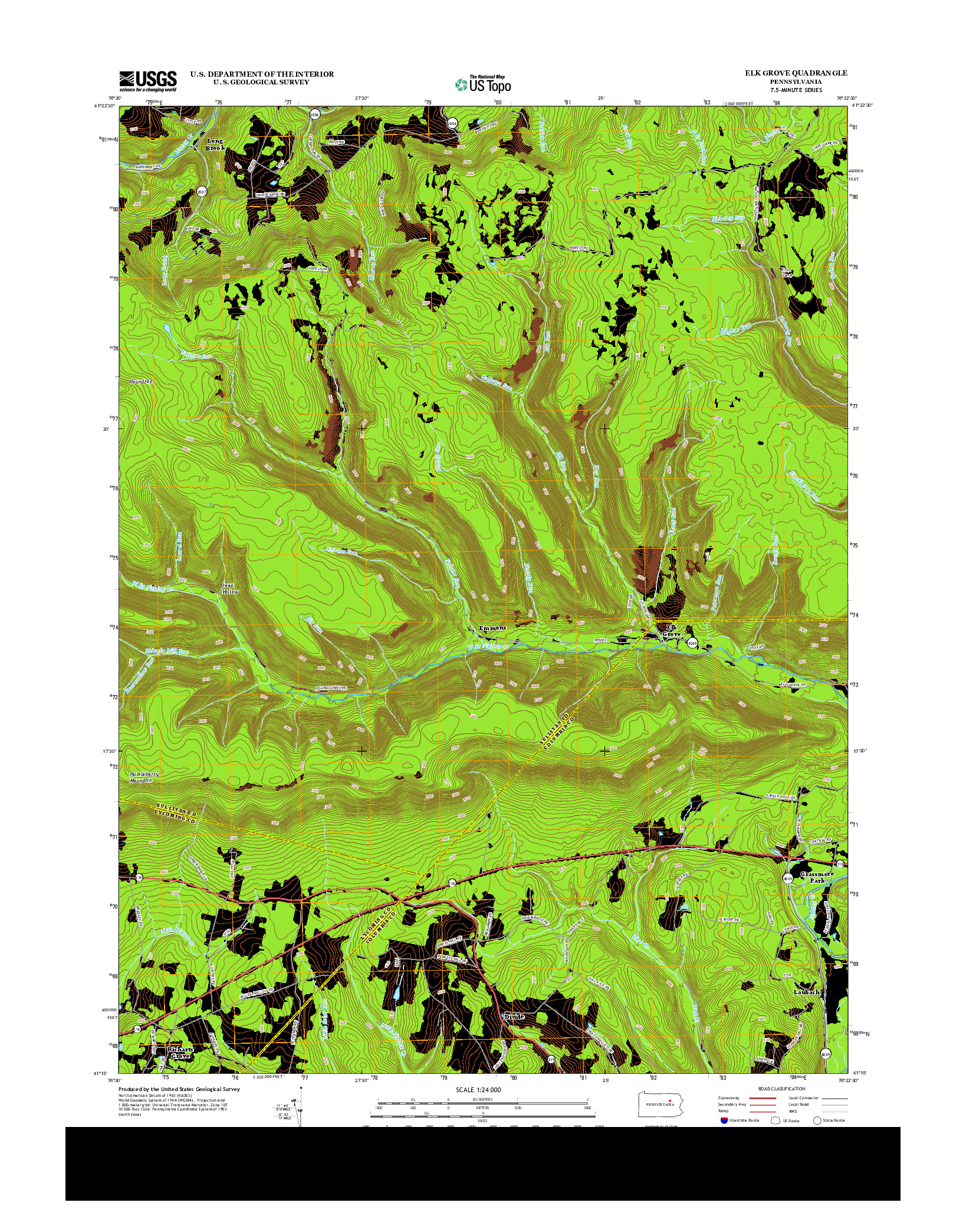 USGS US TOPO 7.5-MINUTE MAP FOR ELK GROVE, PA 2013