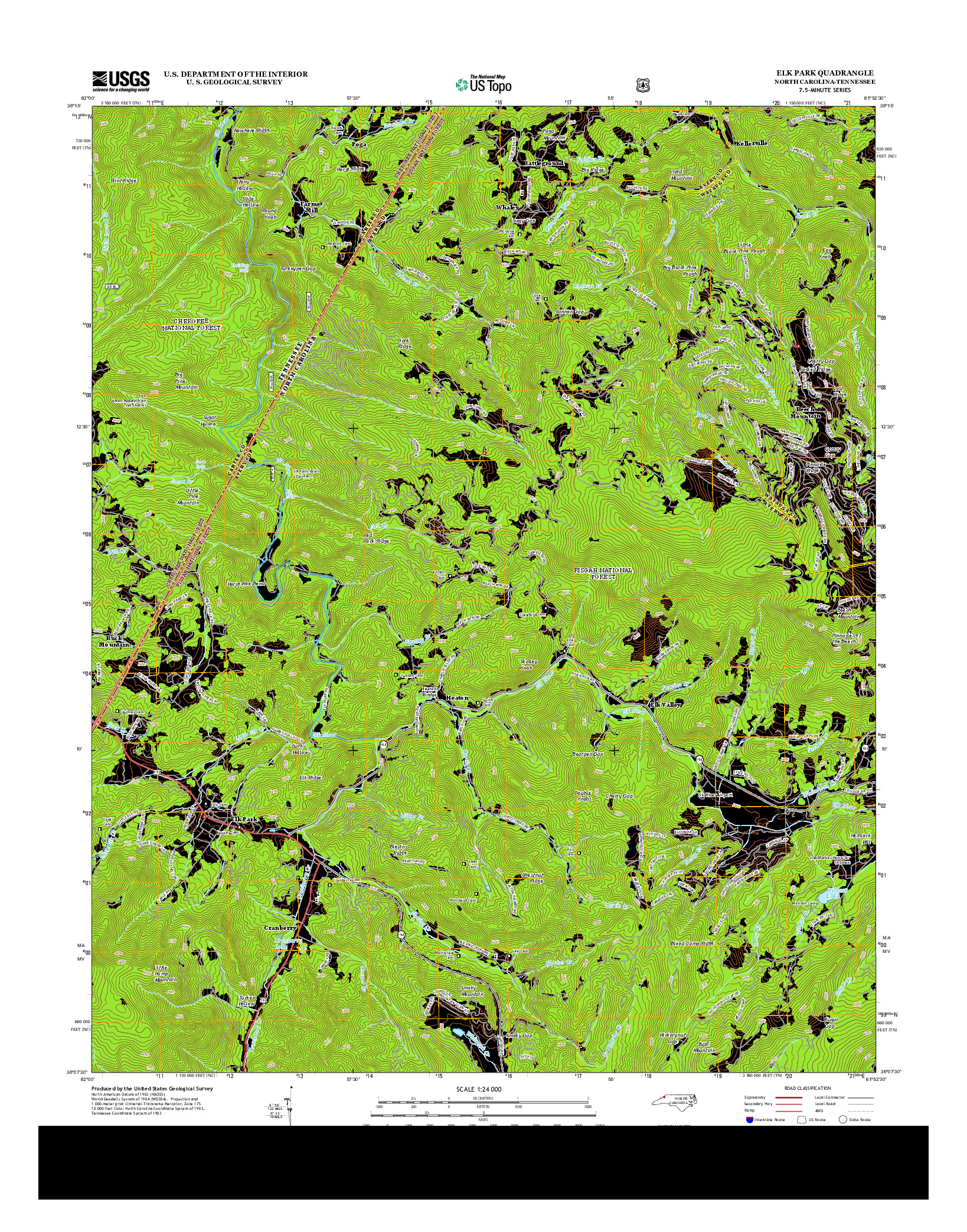 USGS US TOPO 7.5-MINUTE MAP FOR ELK PARK, NC-TN 2013