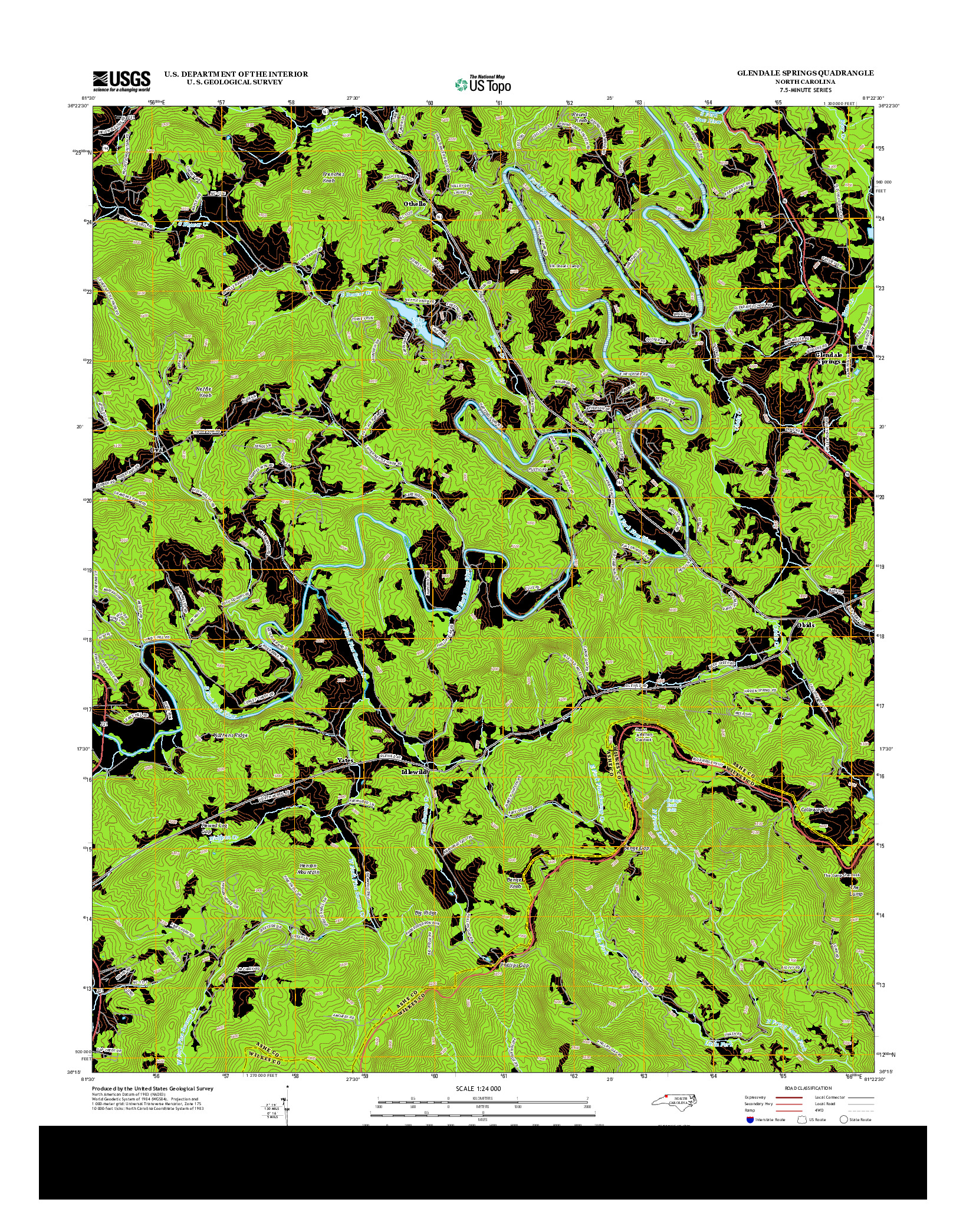 USGS US TOPO 7.5-MINUTE MAP FOR GLENDALE SPRINGS, NC 2013