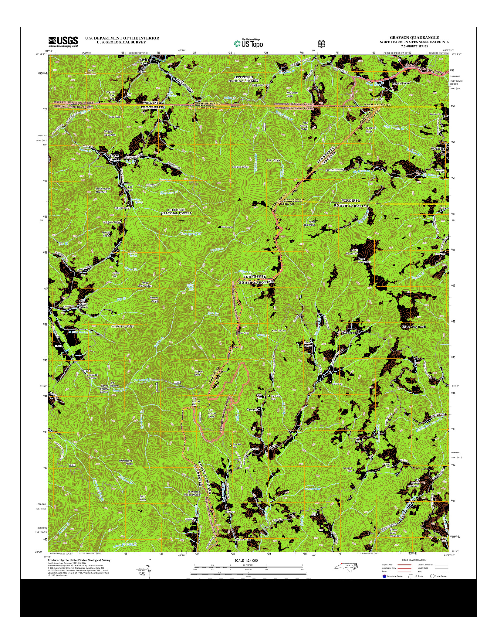 USGS US TOPO 7.5-MINUTE MAP FOR GRAYSON, NC-TN-VA 2013