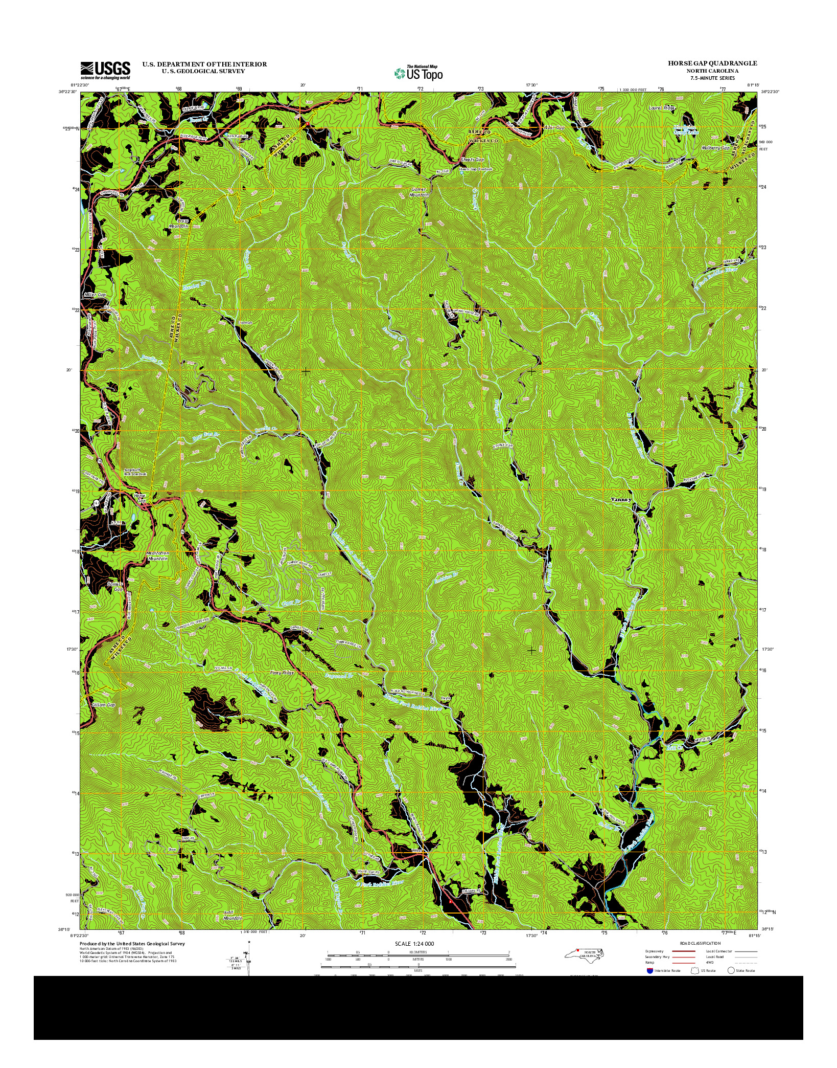 USGS US TOPO 7.5-MINUTE MAP FOR HORSE GAP, NC 2013