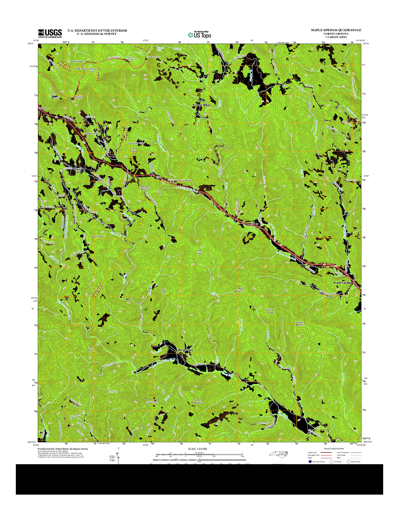 USGS US TOPO 7.5-MINUTE MAP FOR MAPLE SPRINGS, NC 2013