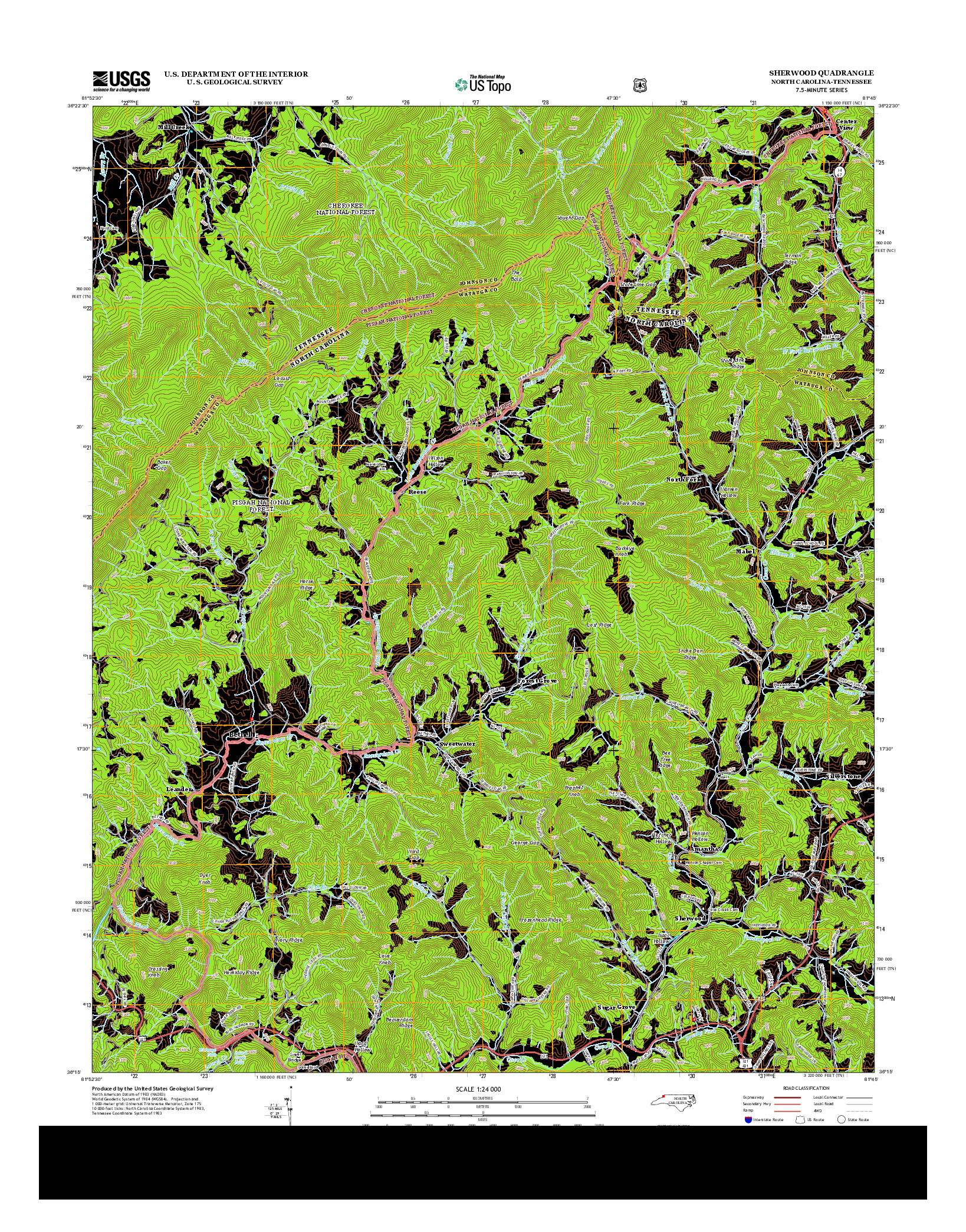 USGS US TOPO 7.5-MINUTE MAP FOR SHERWOOD, NC-TN 2013