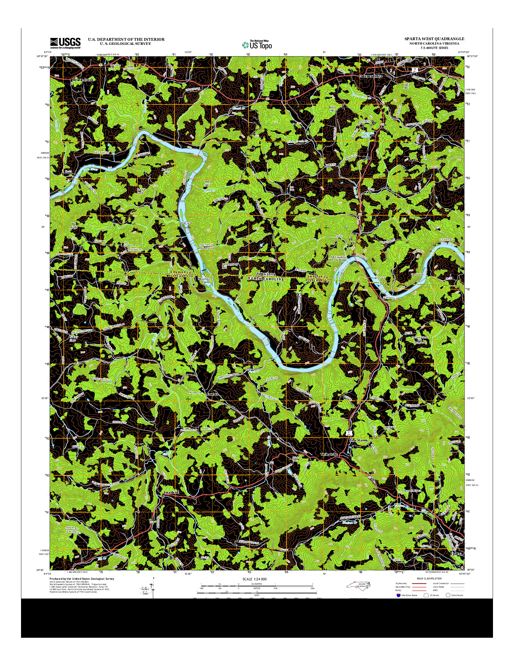 USGS US TOPO 7.5-MINUTE MAP FOR SPARTA WEST, NC-VA 2013