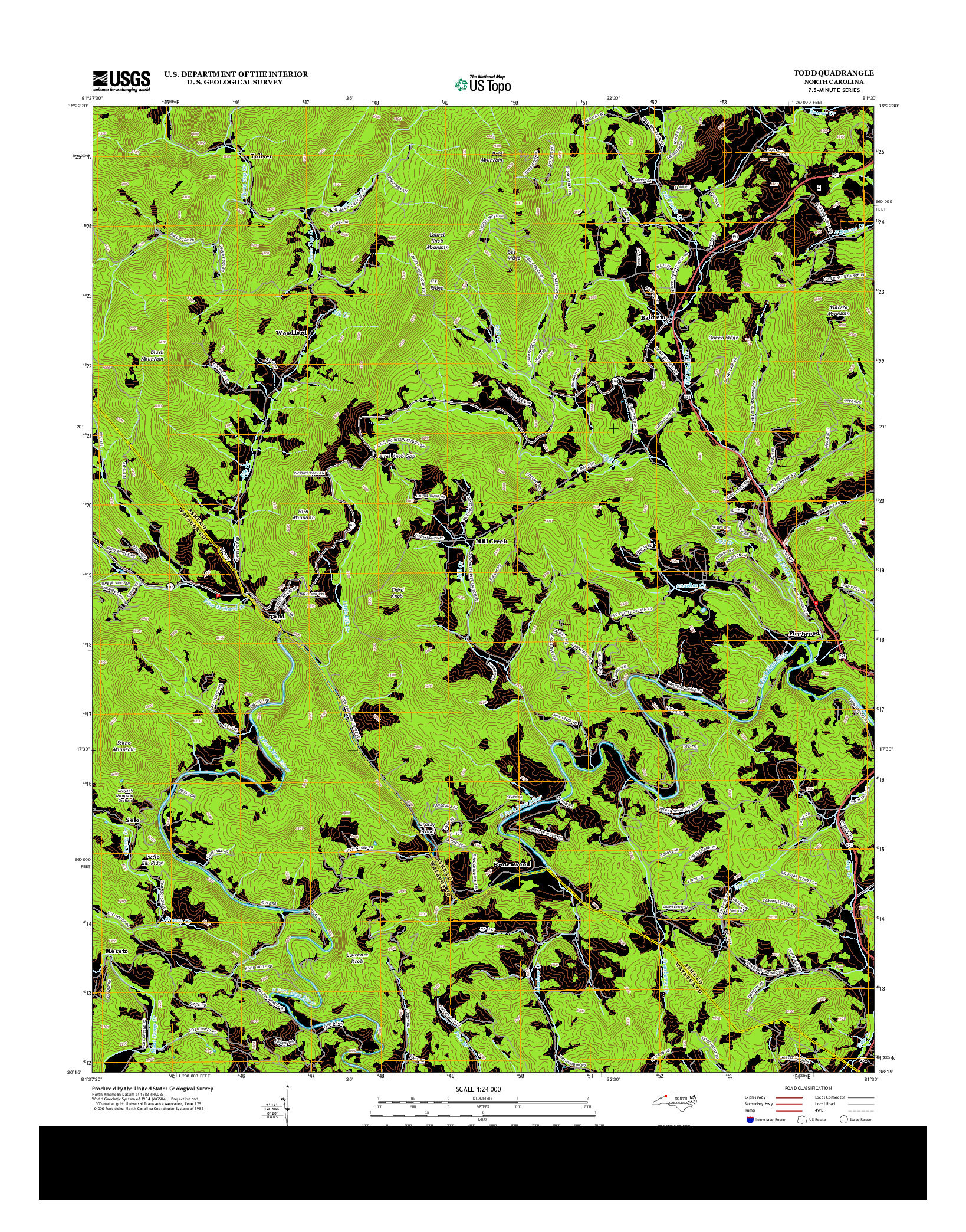 USGS US TOPO 7.5-MINUTE MAP FOR TODD, NC 2013