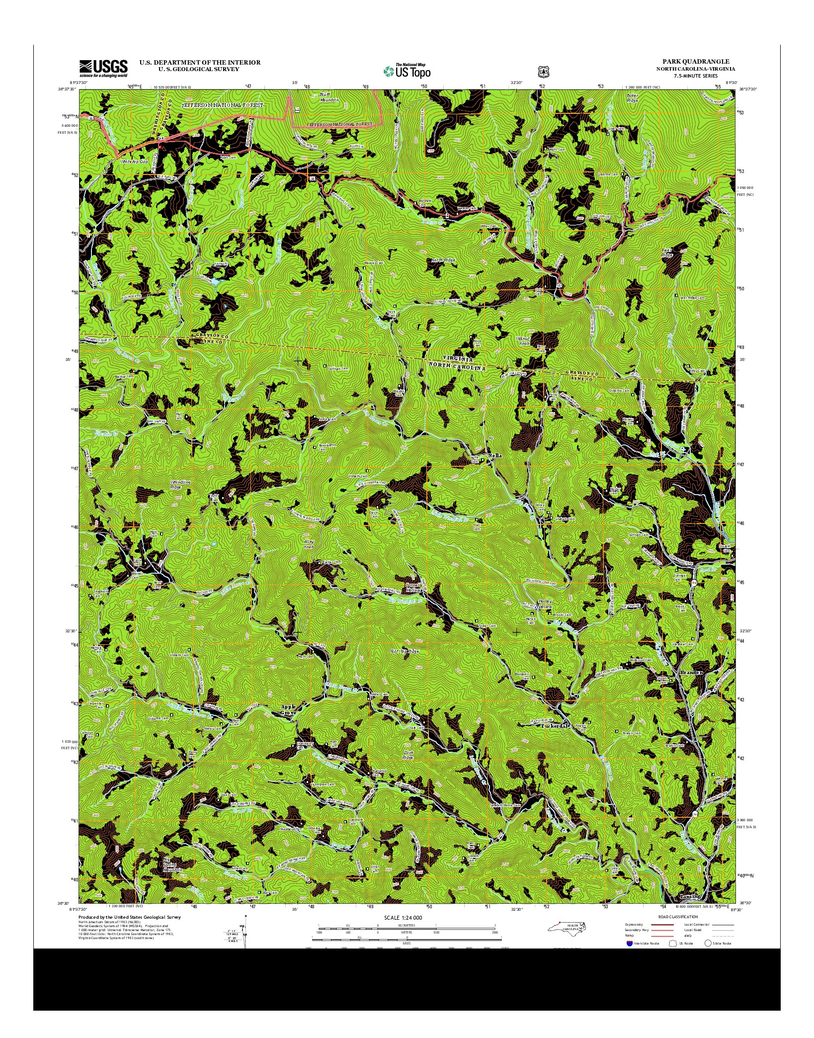 USGS US TOPO 7.5-MINUTE MAP FOR PARK, NC-VA 2013