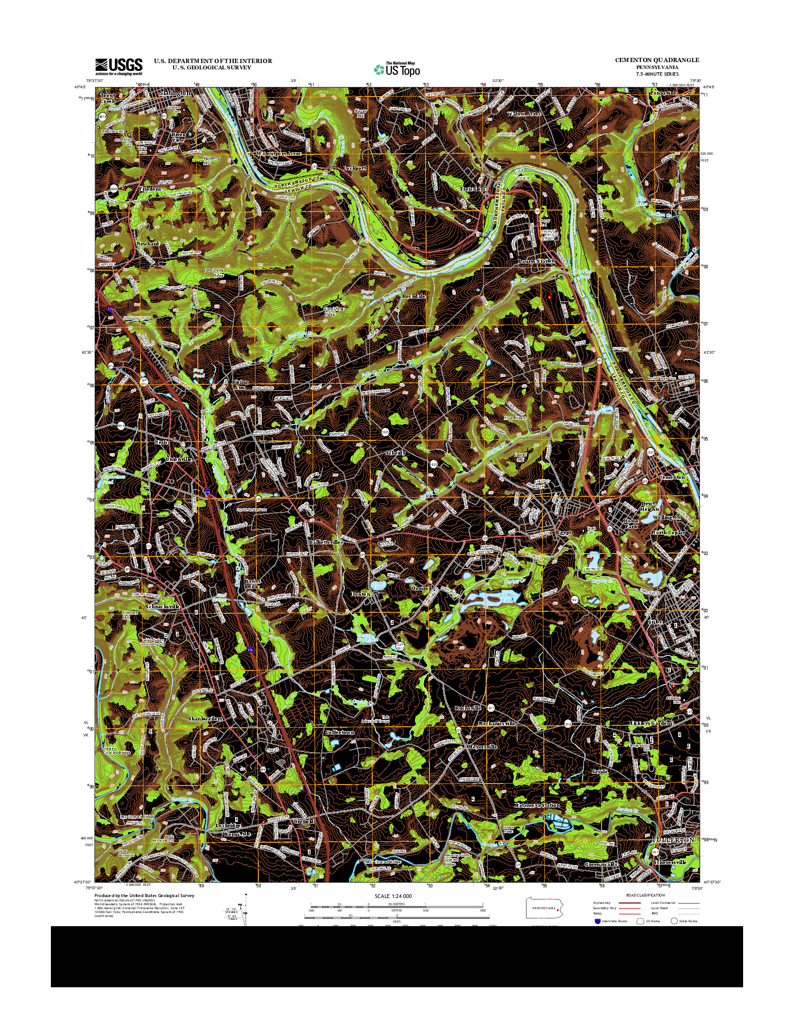 USGS US TOPO 7.5-MINUTE MAP FOR CEMENTON, PA 2013