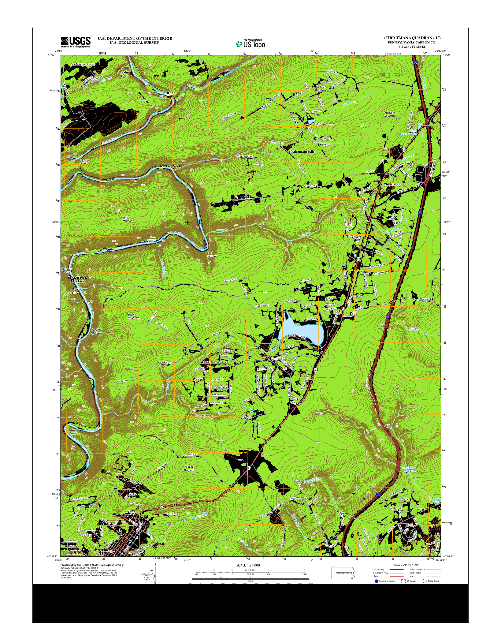 USGS US TOPO 7.5-MINUTE MAP FOR CHRISTMANS, PA 2013