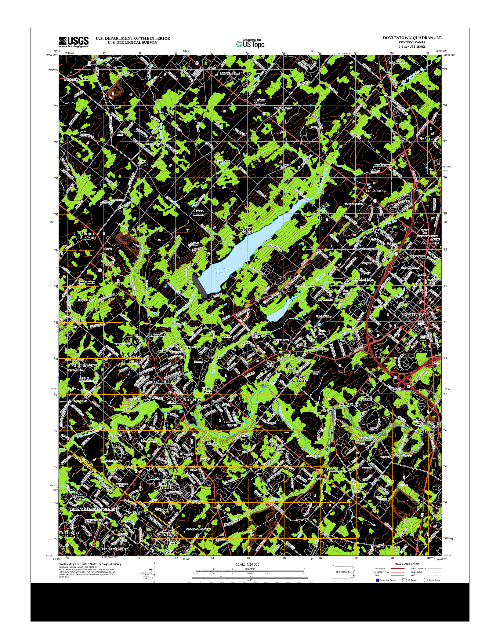 USGS US TOPO 7.5-MINUTE MAP FOR DOYLESTOWN, PA 2013