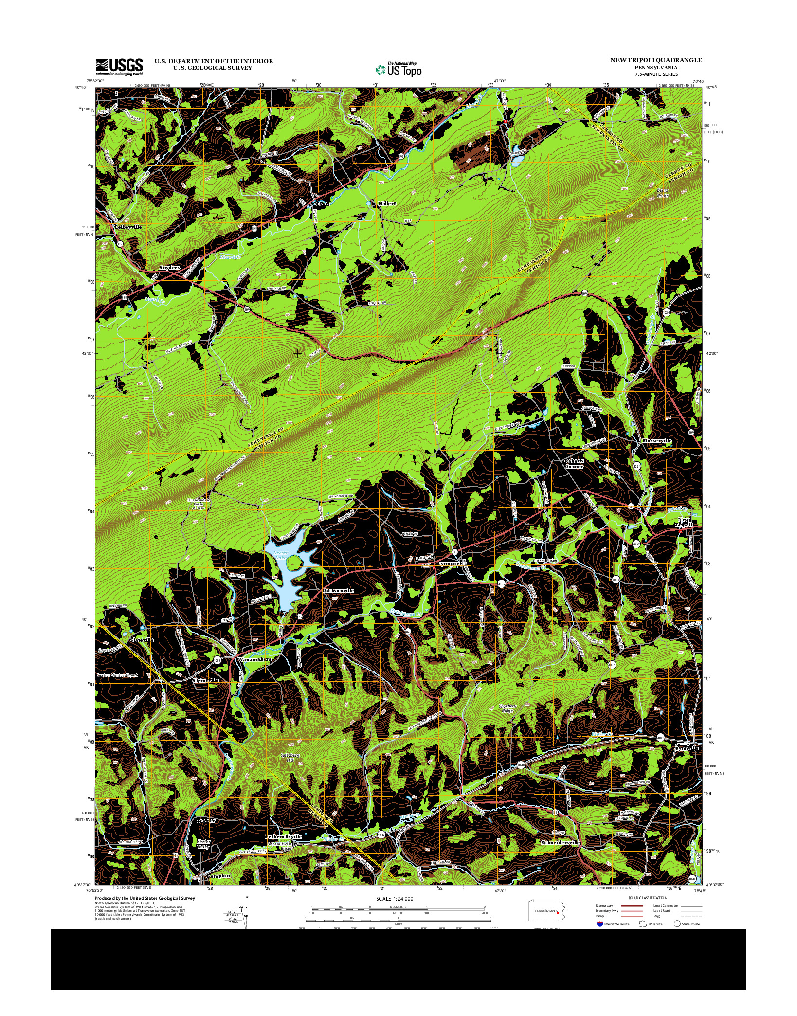 USGS US TOPO 7.5-MINUTE MAP FOR NEW TRIPOLI, PA 2013