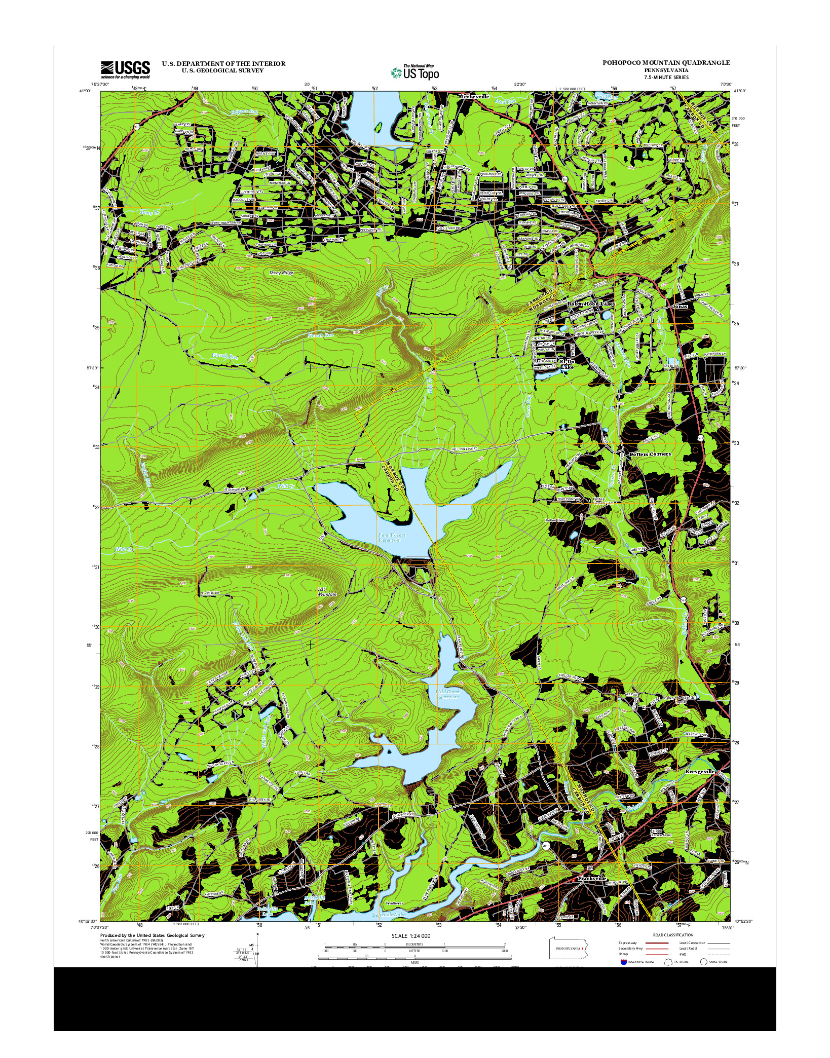 USGS US TOPO 7.5-MINUTE MAP FOR POHOPOCO MOUNTAIN, PA 2013