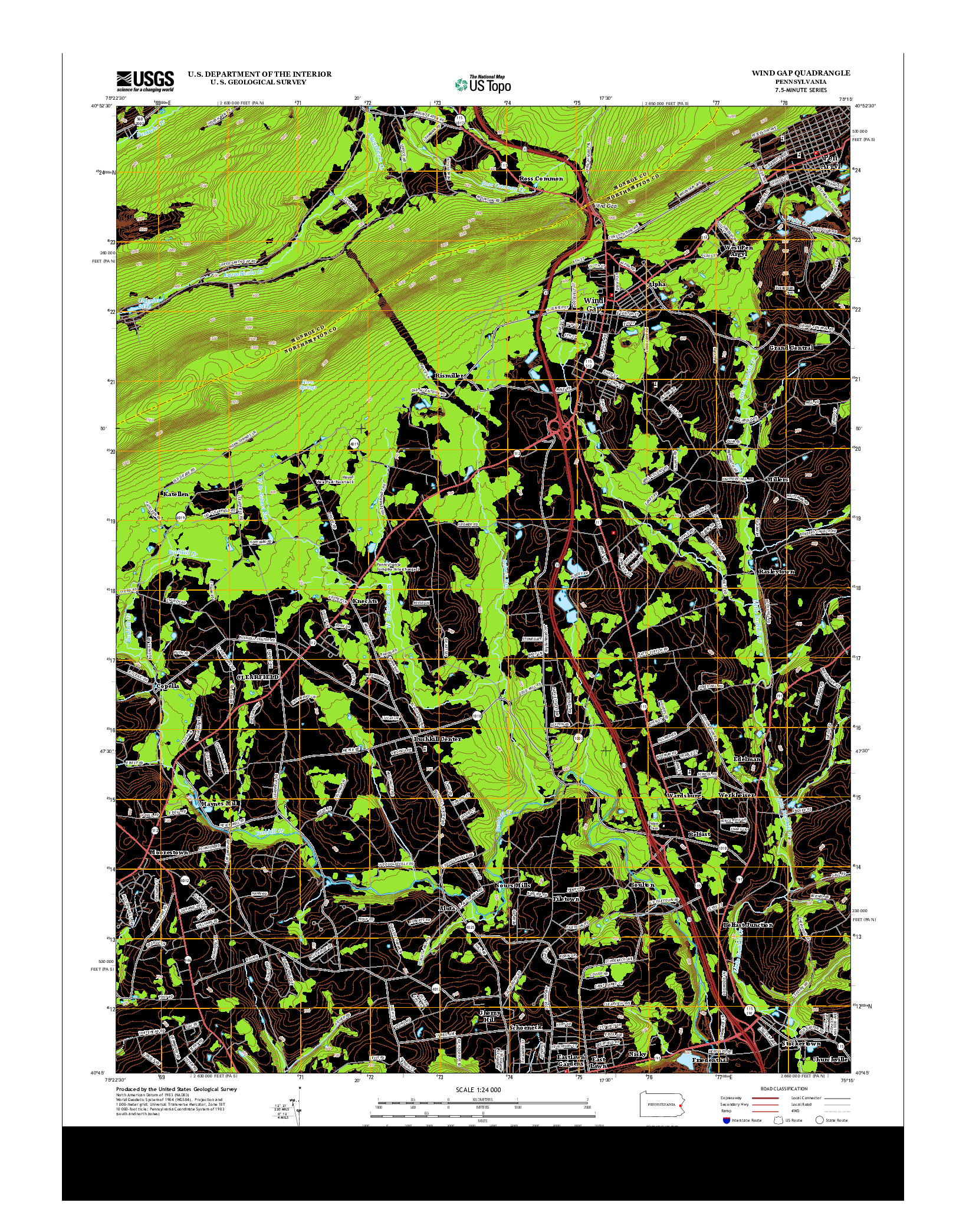 USGS US TOPO 7.5-MINUTE MAP FOR WIND GAP, PA 2013