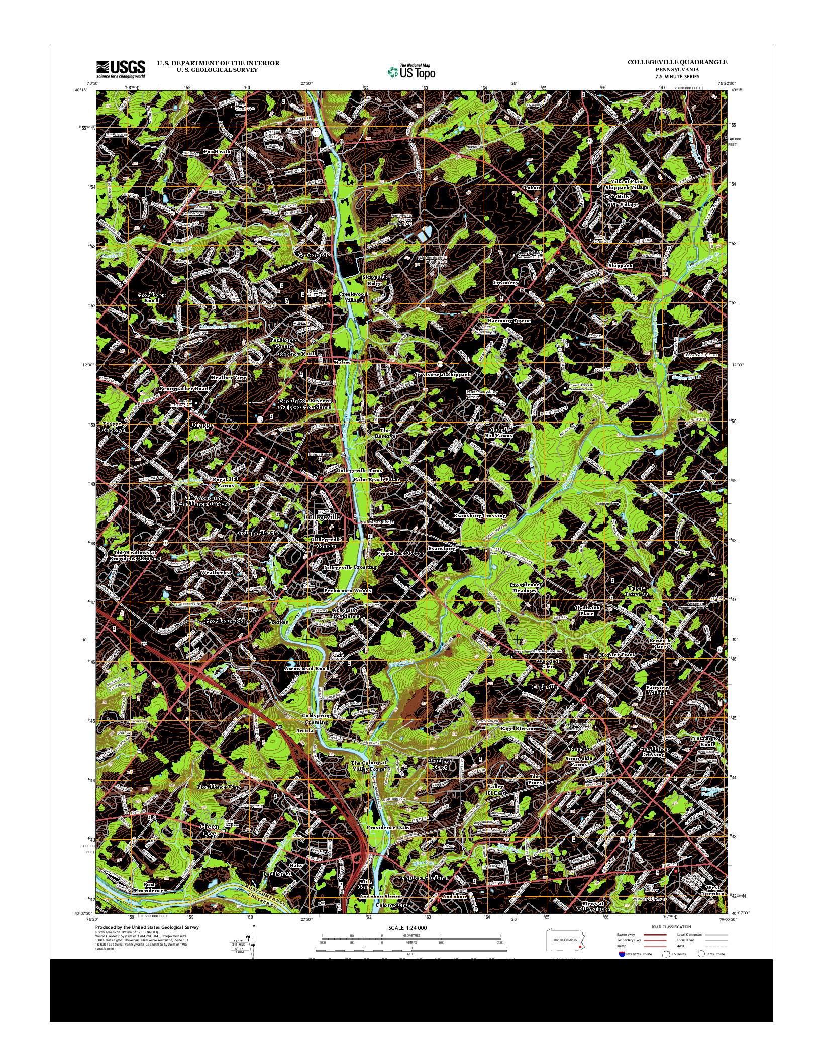 USGS US TOPO 7.5-MINUTE MAP FOR COLLEGEVILLE, PA 2013