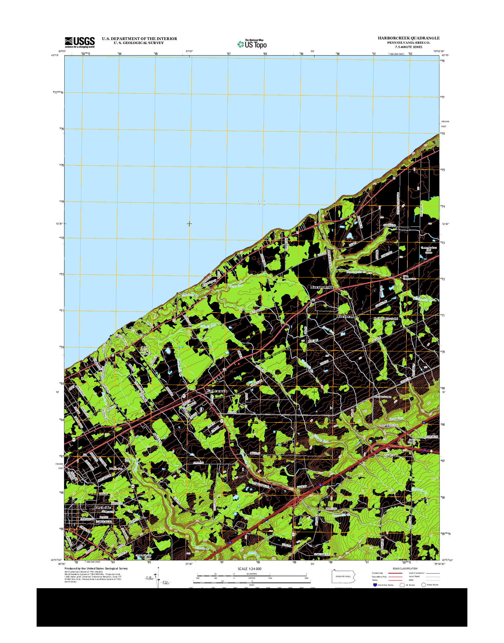 USGS US TOPO 7.5-MINUTE MAP FOR HARBORCREEK, PA 2013