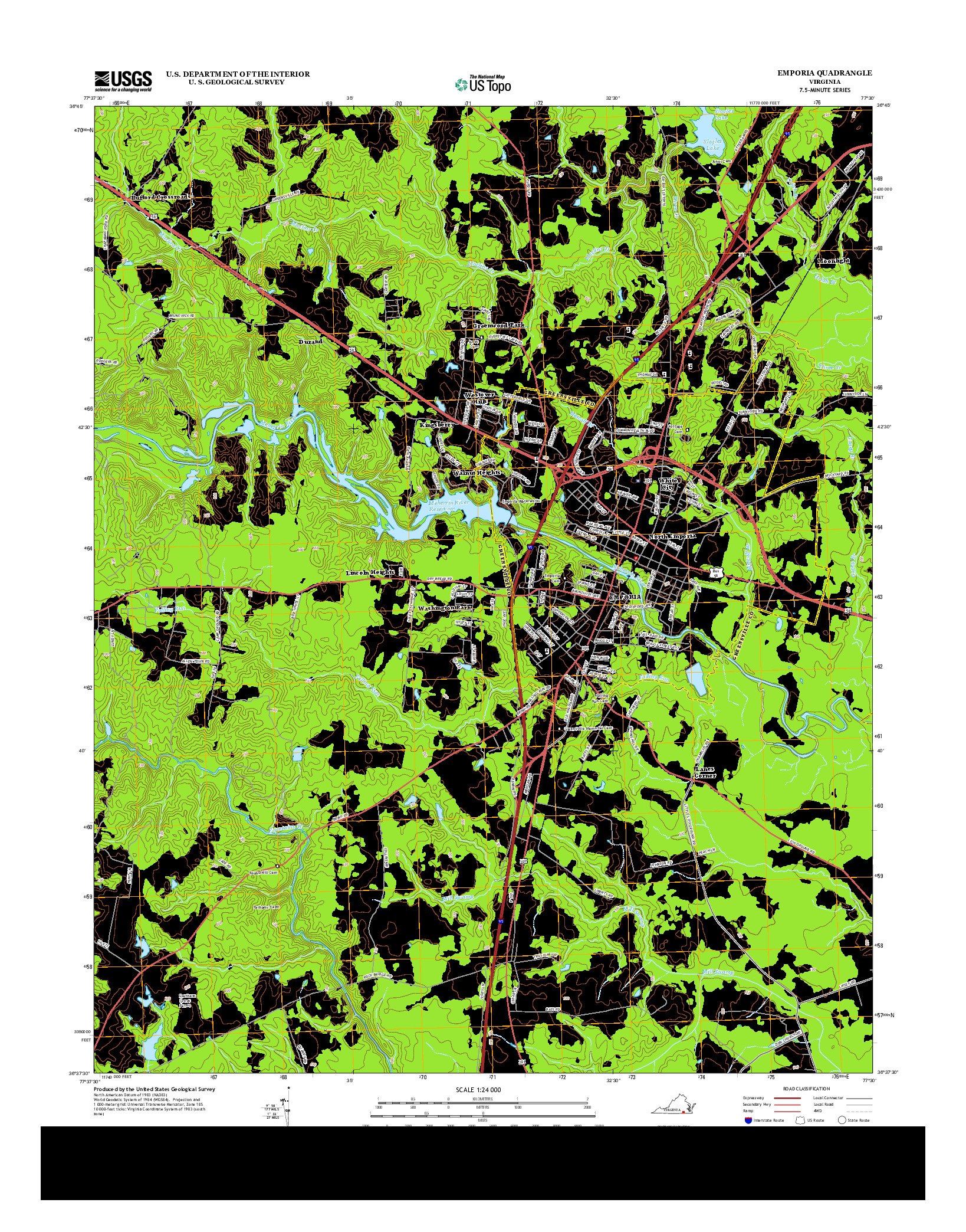 USGS US TOPO 7.5-MINUTE MAP FOR EMPORIA, VA 2013