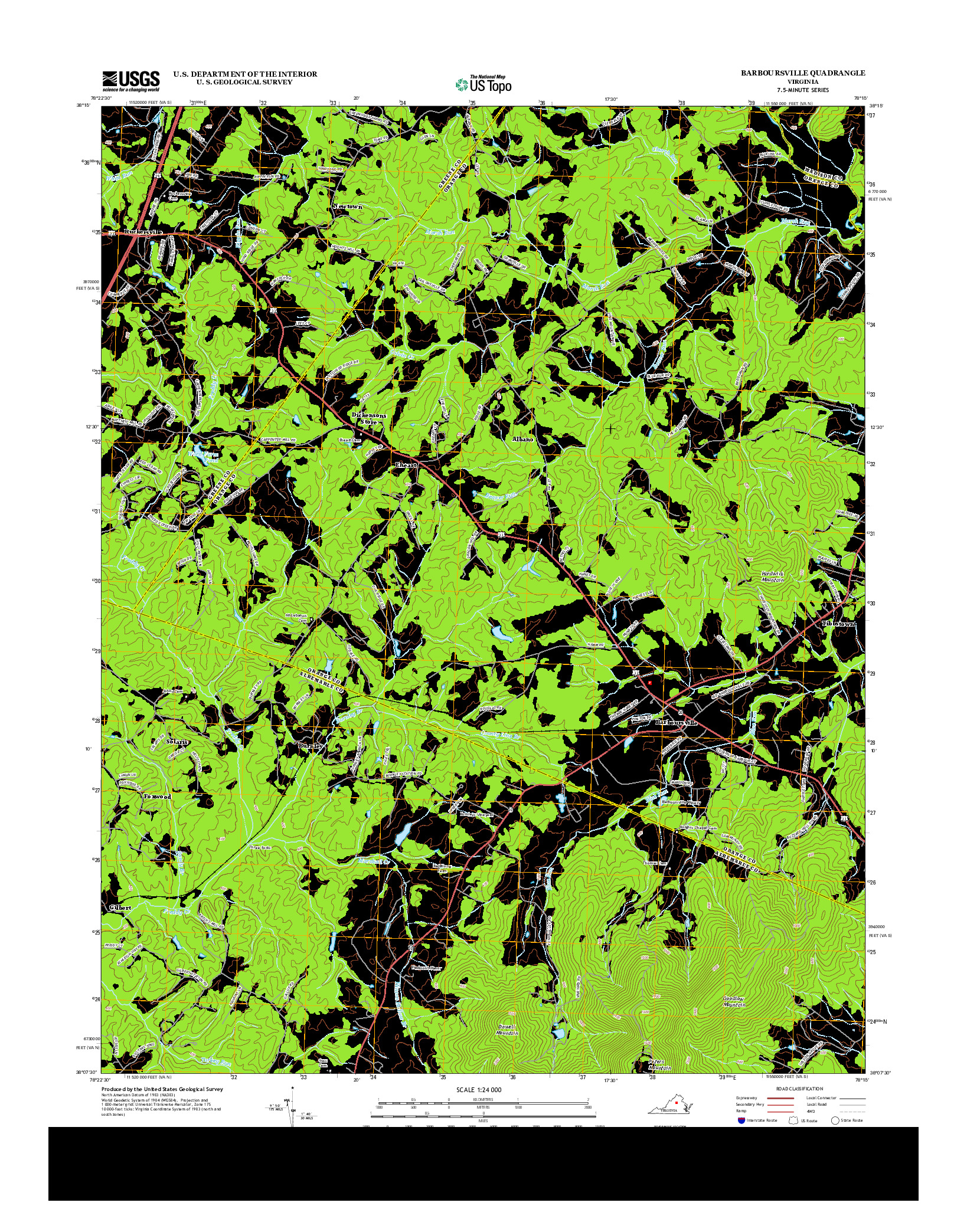 USGS US TOPO 7.5-MINUTE MAP FOR BARBOURSVILLE, VA 2013