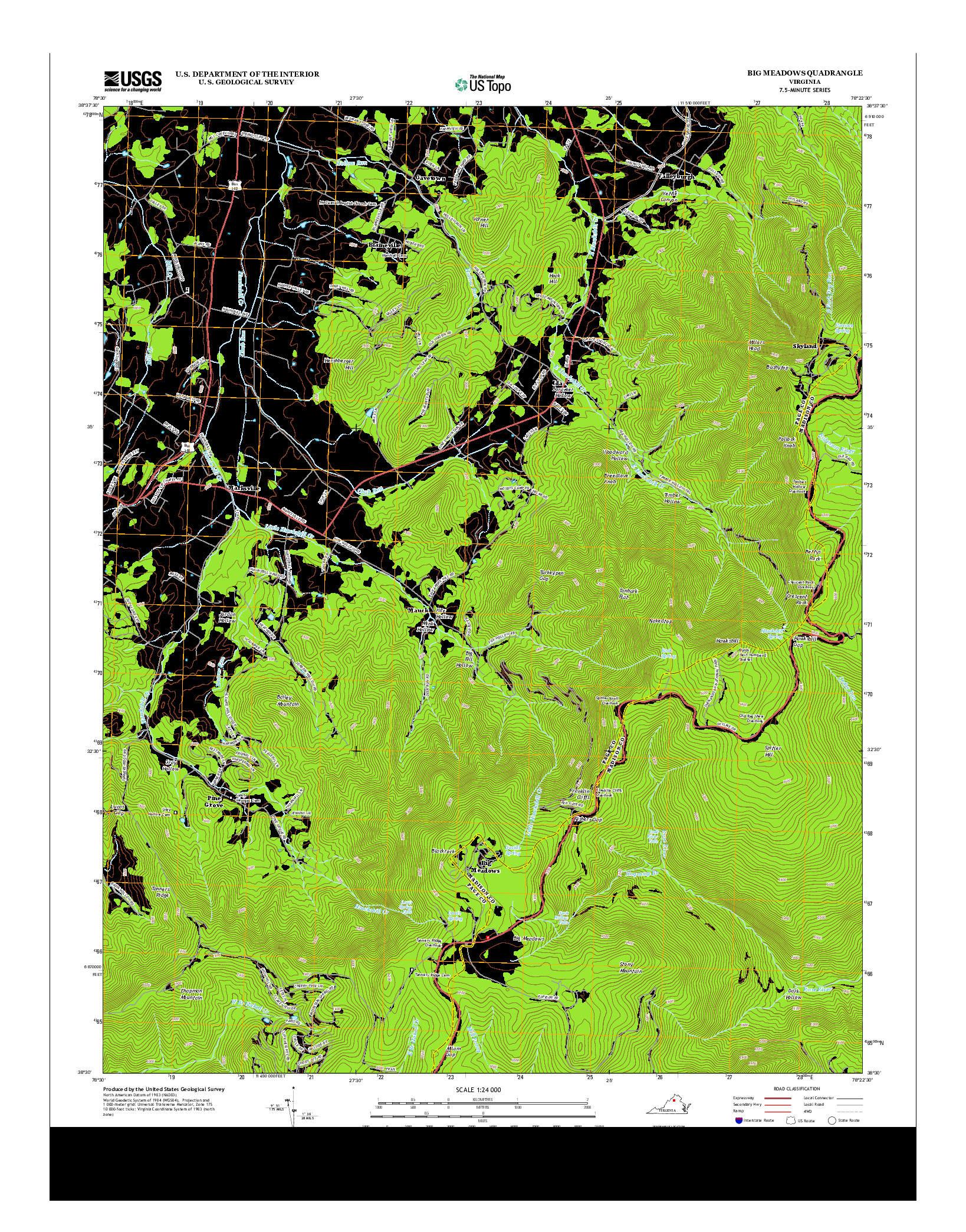 USGS US TOPO 7.5-MINUTE MAP FOR BIG MEADOWS, VA 2013
