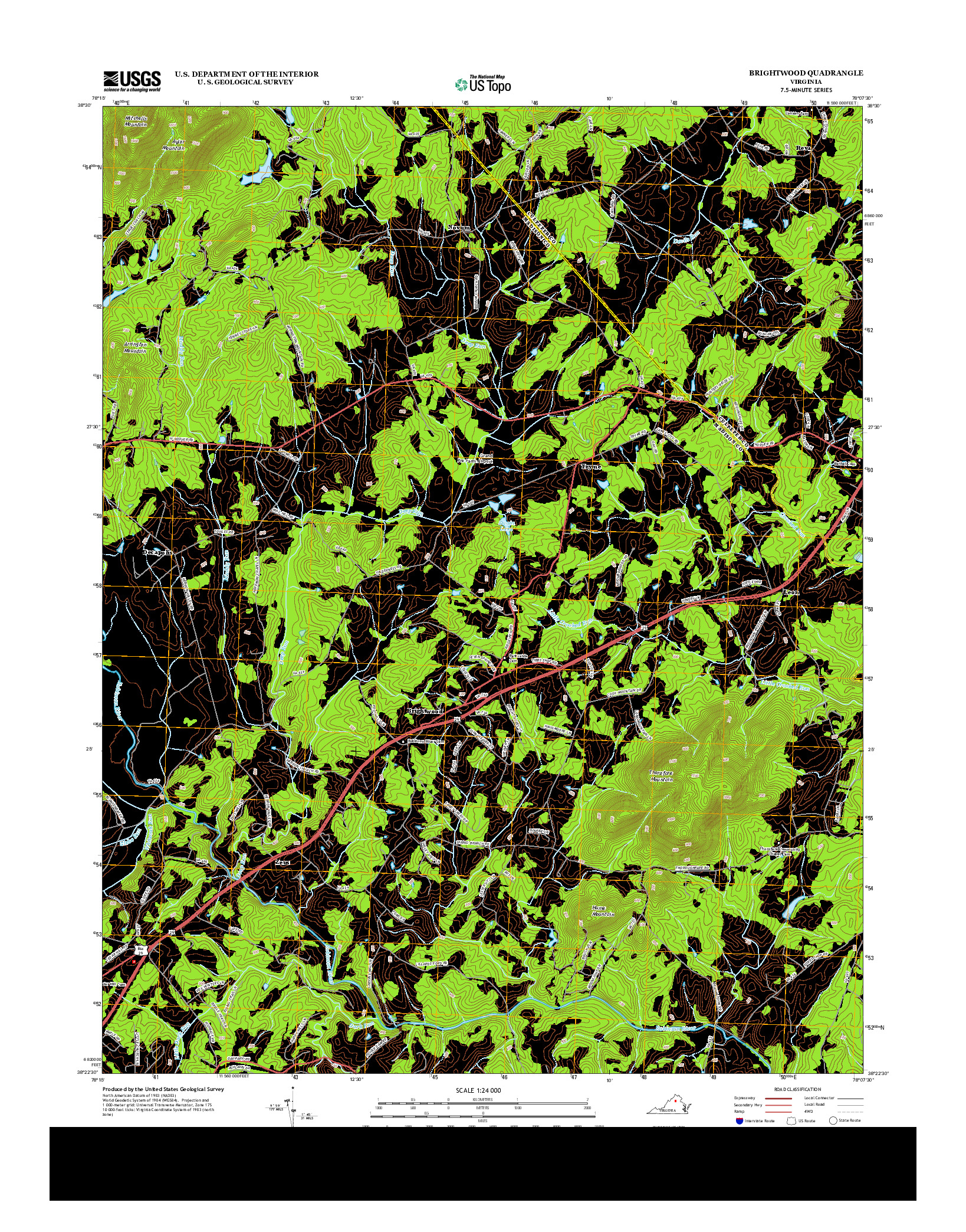 USGS US TOPO 7.5-MINUTE MAP FOR BRIGHTWOOD, VA 2013