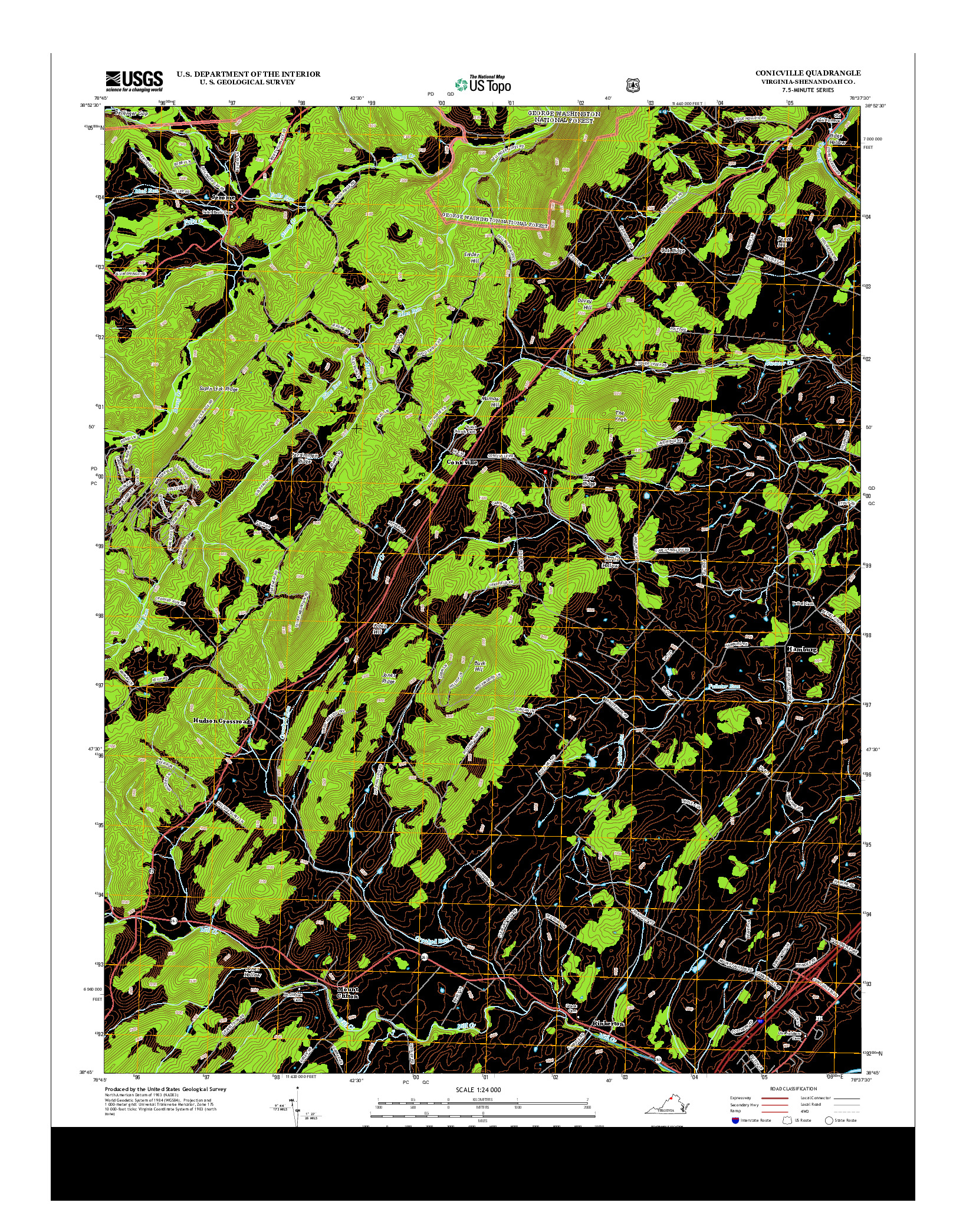 USGS US TOPO 7.5-MINUTE MAP FOR CONICVILLE, VA 2013