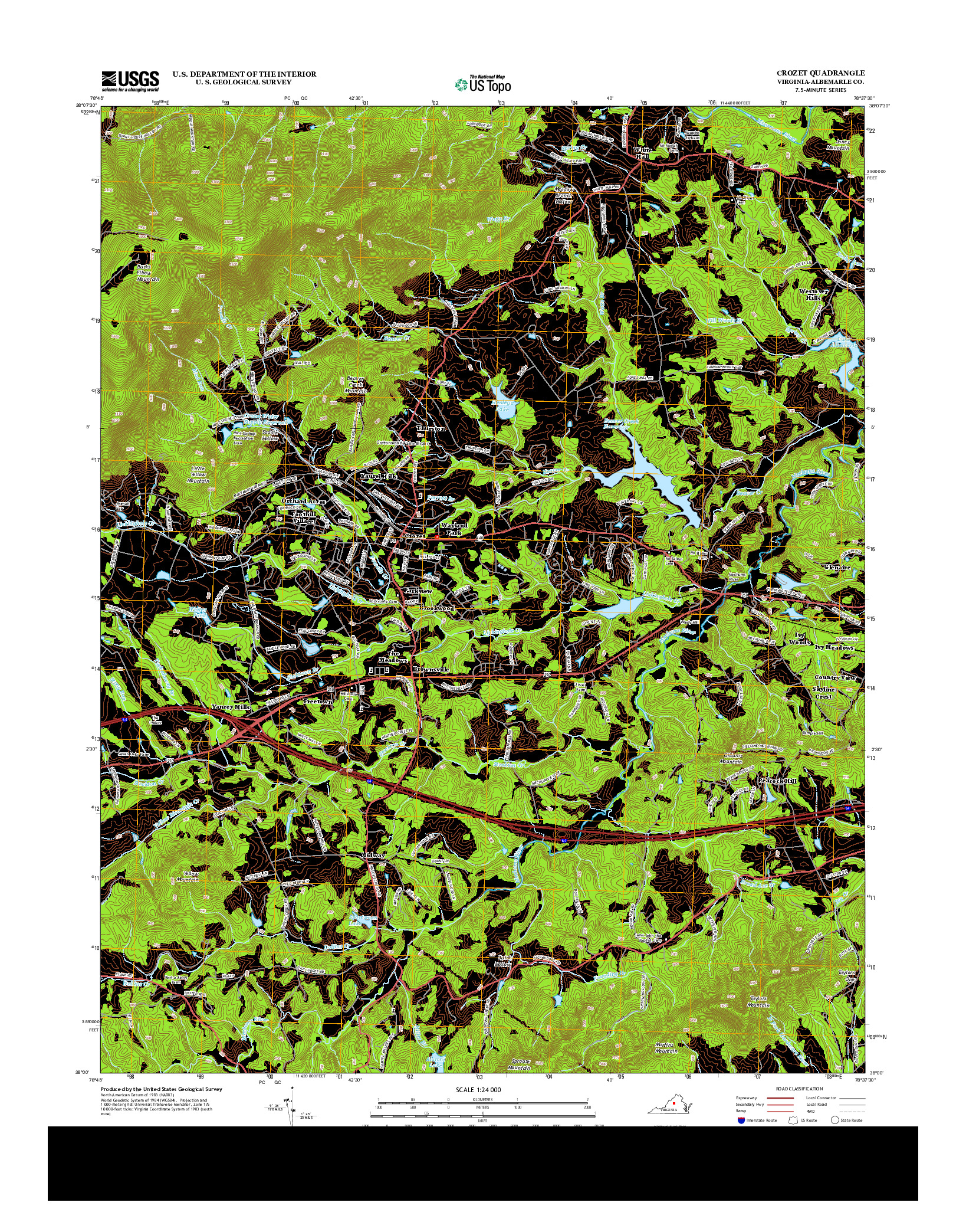 USGS US TOPO 7.5-MINUTE MAP FOR CROZET, VA 2013