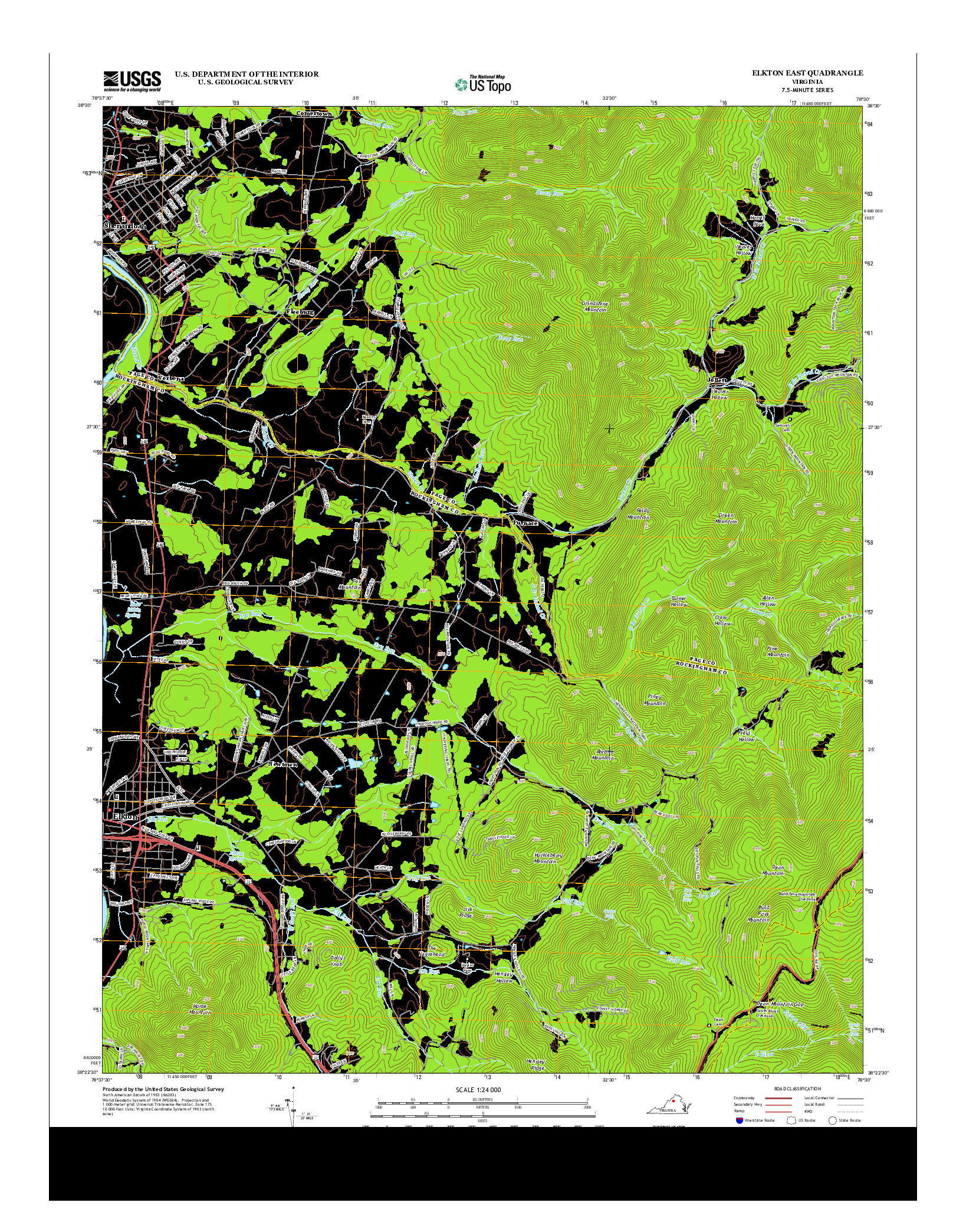 USGS US TOPO 7.5-MINUTE MAP FOR ELKTON EAST, VA 2013