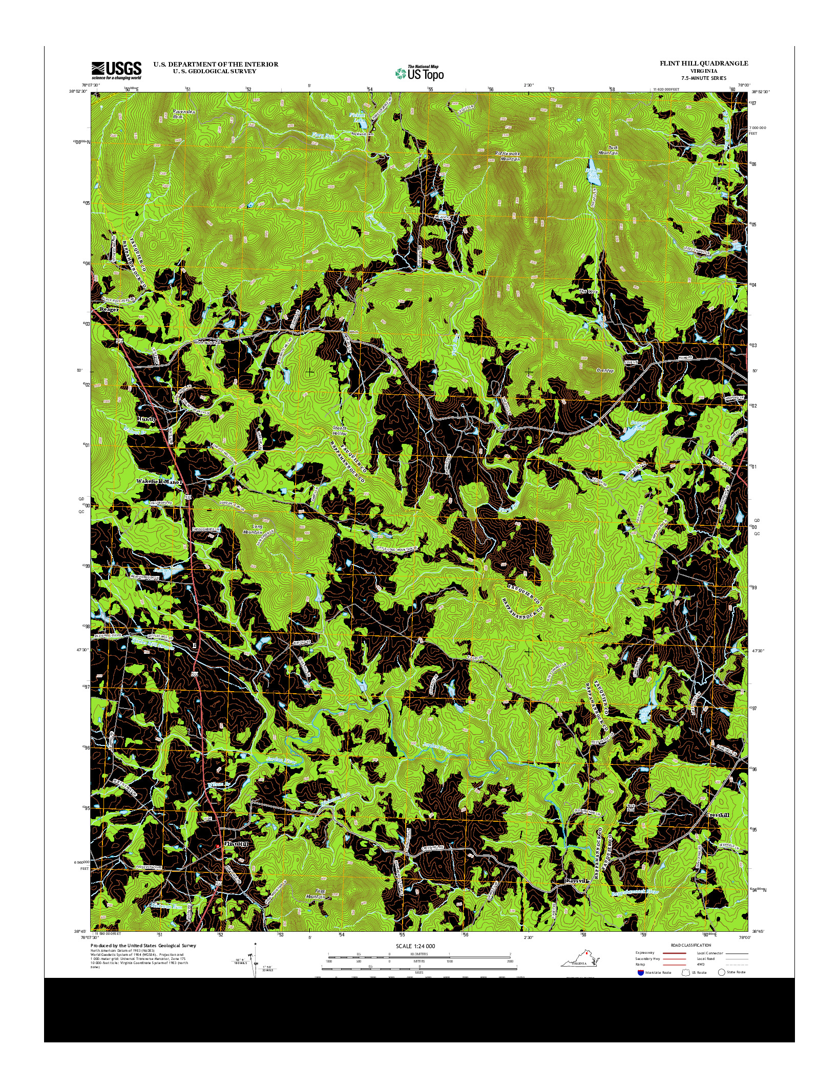 USGS US TOPO 7.5-MINUTE MAP FOR FLINT HILL, VA 2013