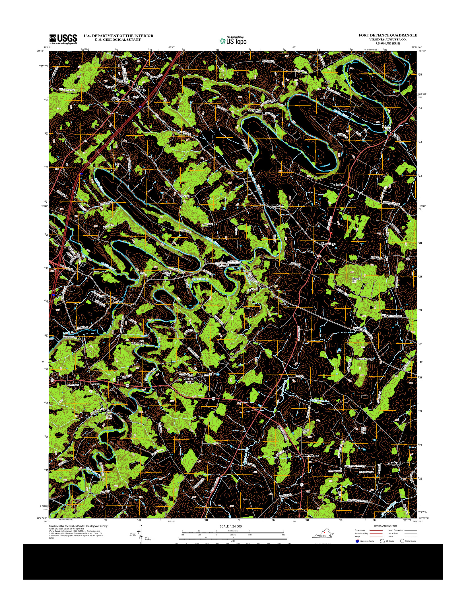 USGS US TOPO 7.5-MINUTE MAP FOR FORT DEFIANCE, VA 2013