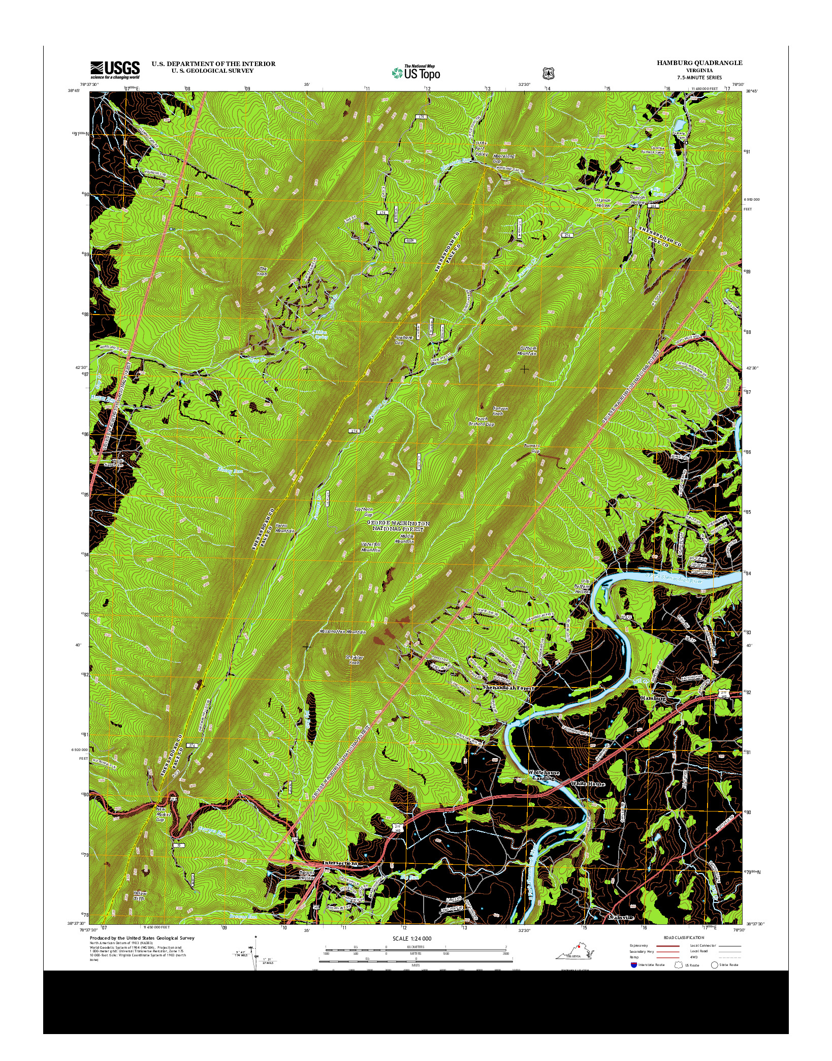 USGS US TOPO 7.5-MINUTE MAP FOR HAMBURG, VA 2013