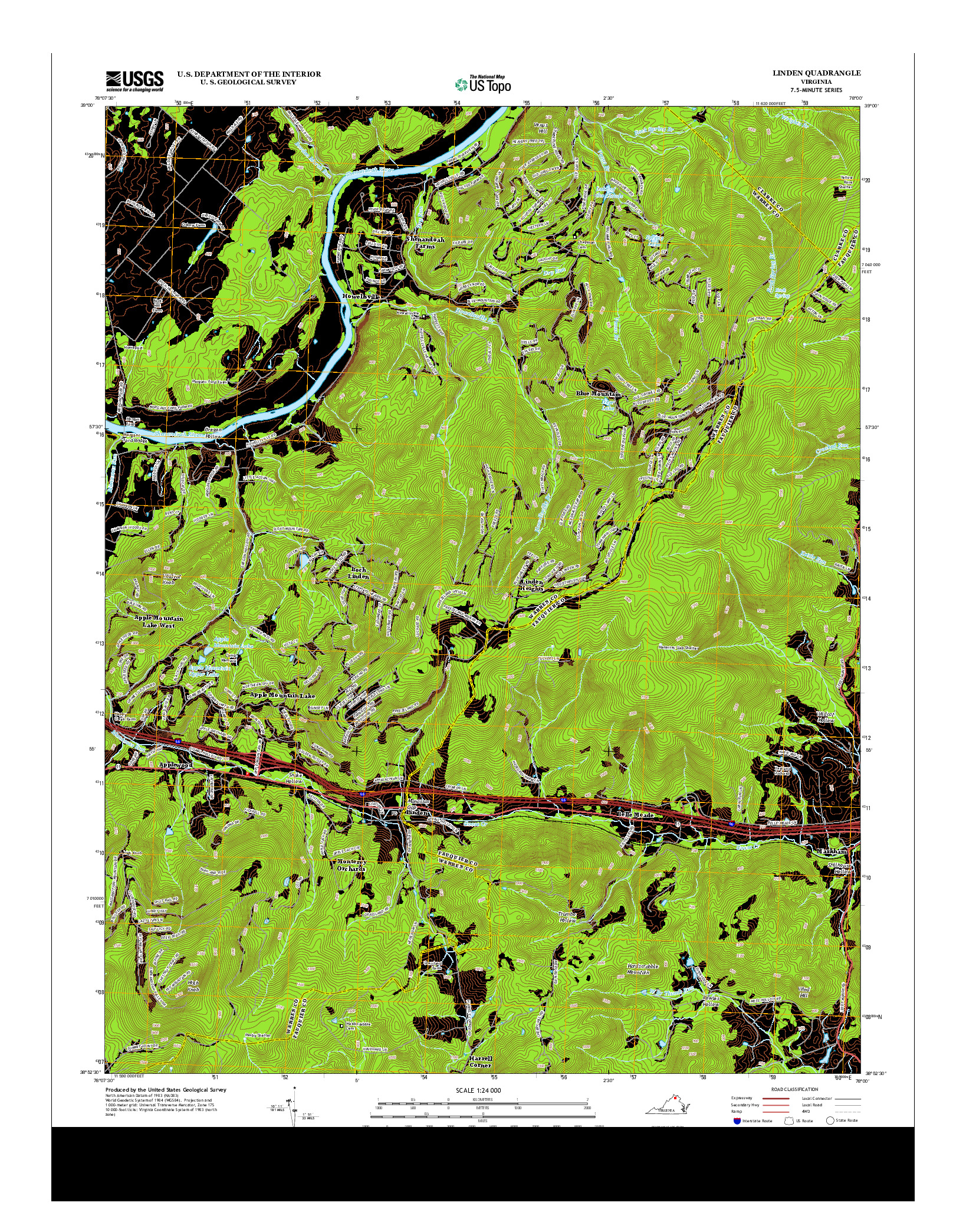 USGS US TOPO 7.5-MINUTE MAP FOR LINDEN, VA 2013