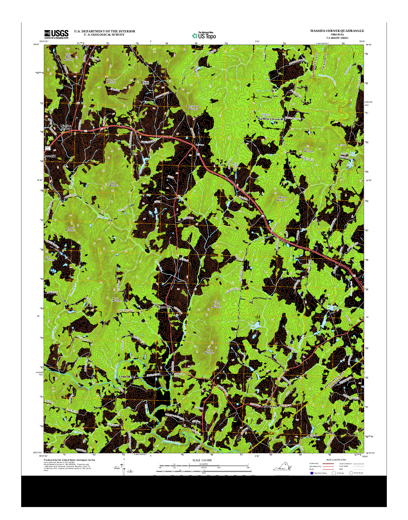 USGS US TOPO 7.5-MINUTE MAP FOR MASSIES CORNER, VA 2013