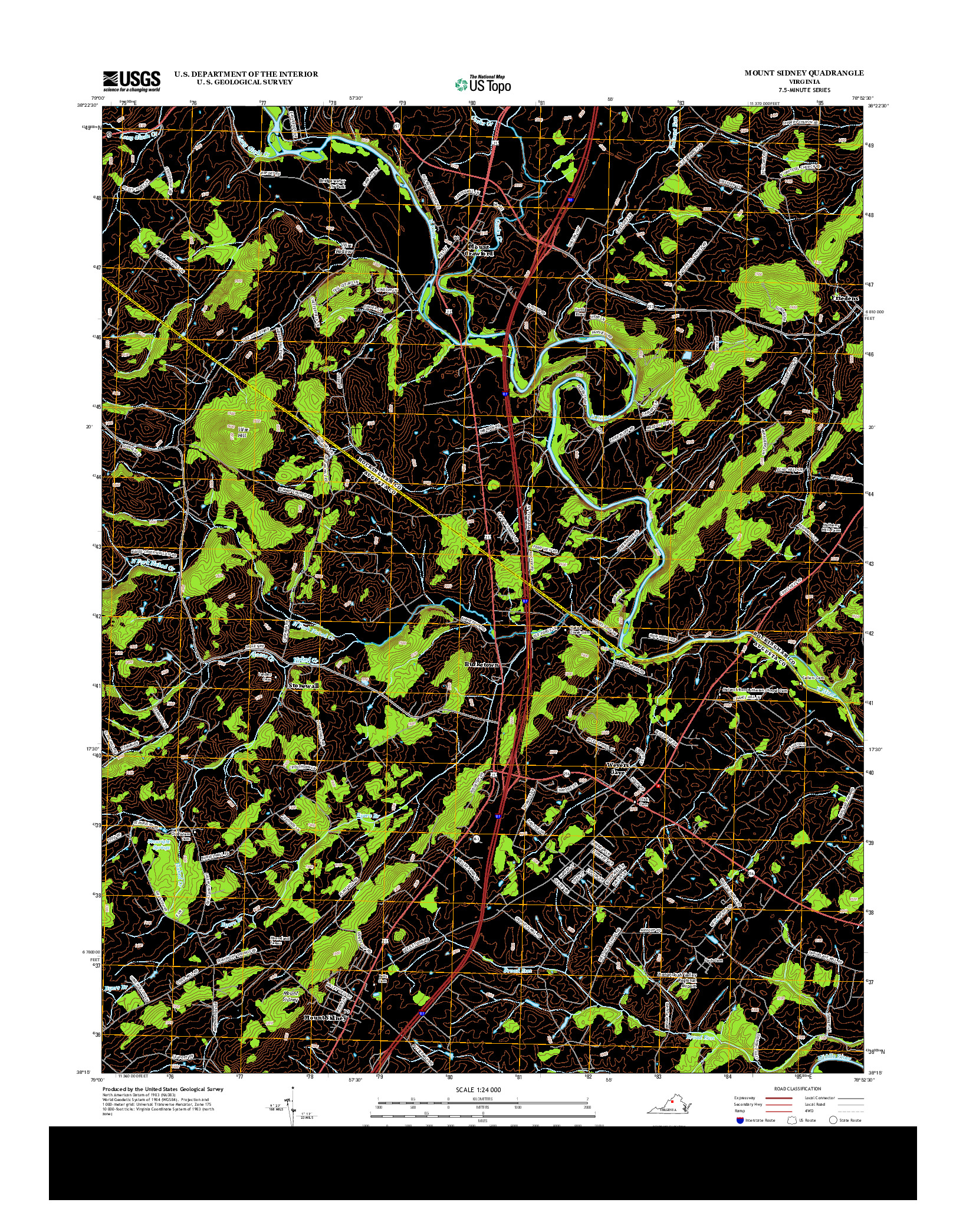 USGS US TOPO 7.5-MINUTE MAP FOR MOUNT SIDNEY, VA 2013