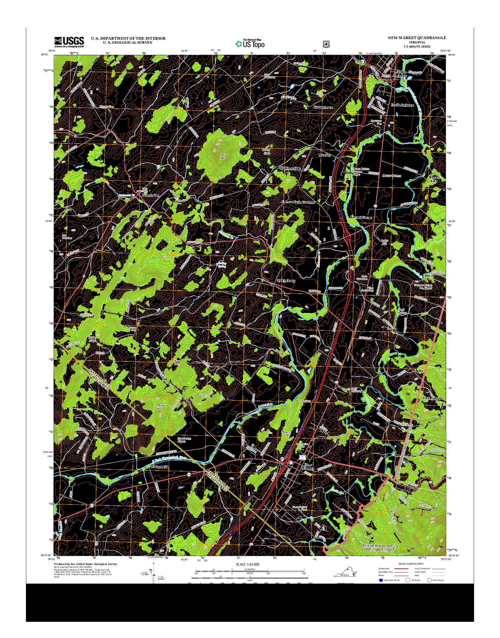 USGS US TOPO 7.5-MINUTE MAP FOR NEW MARKET, VA 2013