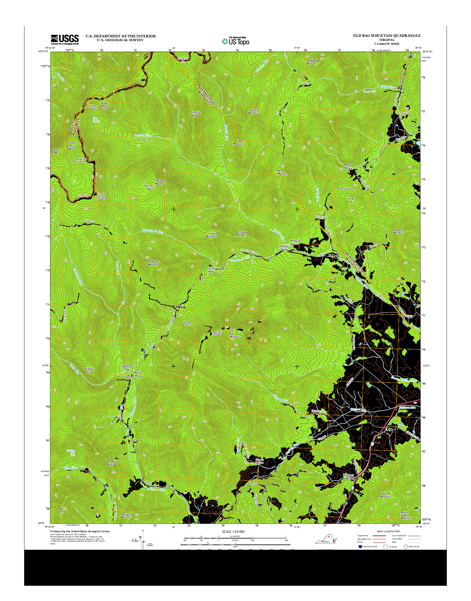 USGS US TOPO 7.5-MINUTE MAP FOR OLD RAG MOUNTAIN, VA 2013