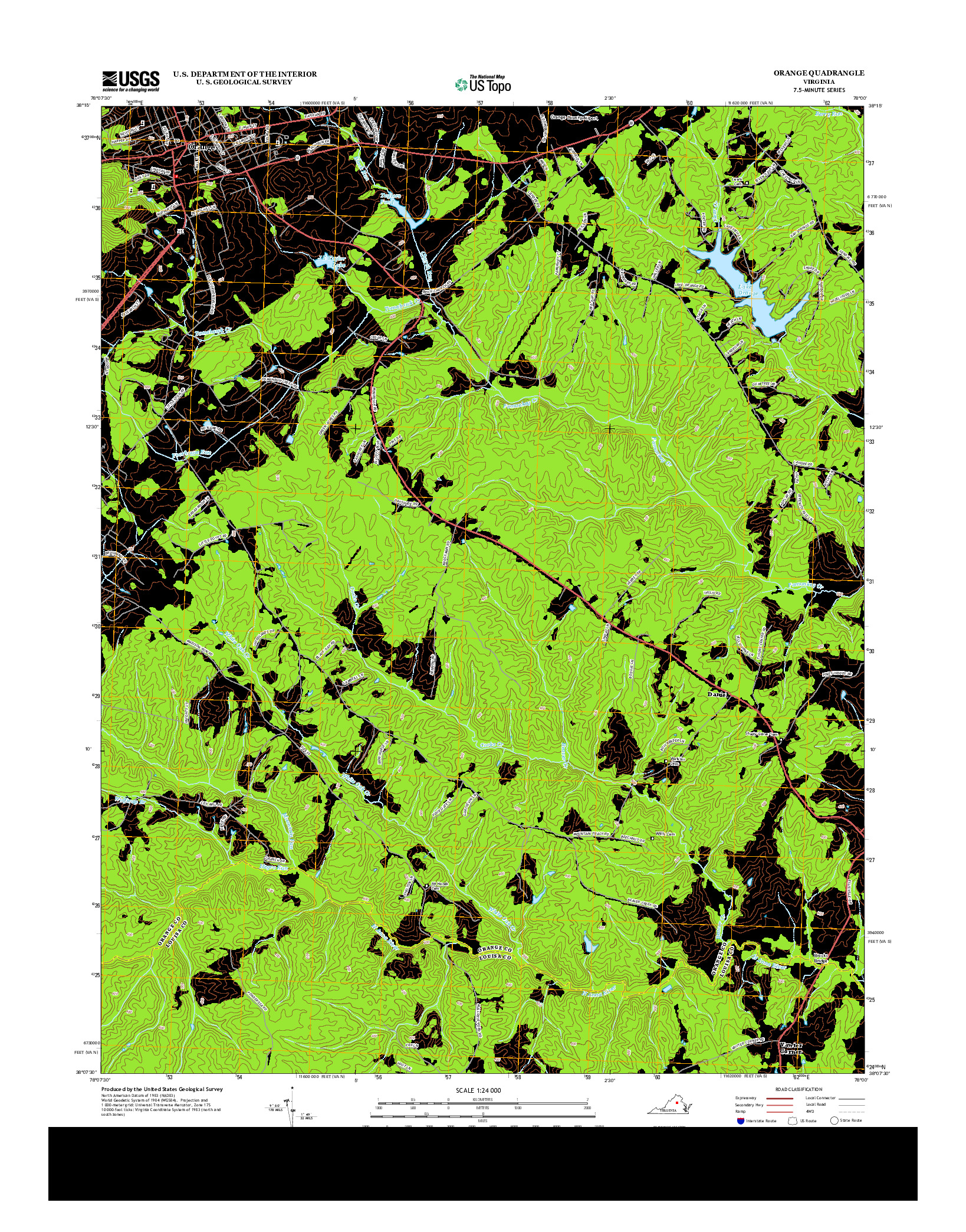 USGS US TOPO 7.5-MINUTE MAP FOR ORANGE, VA 2013