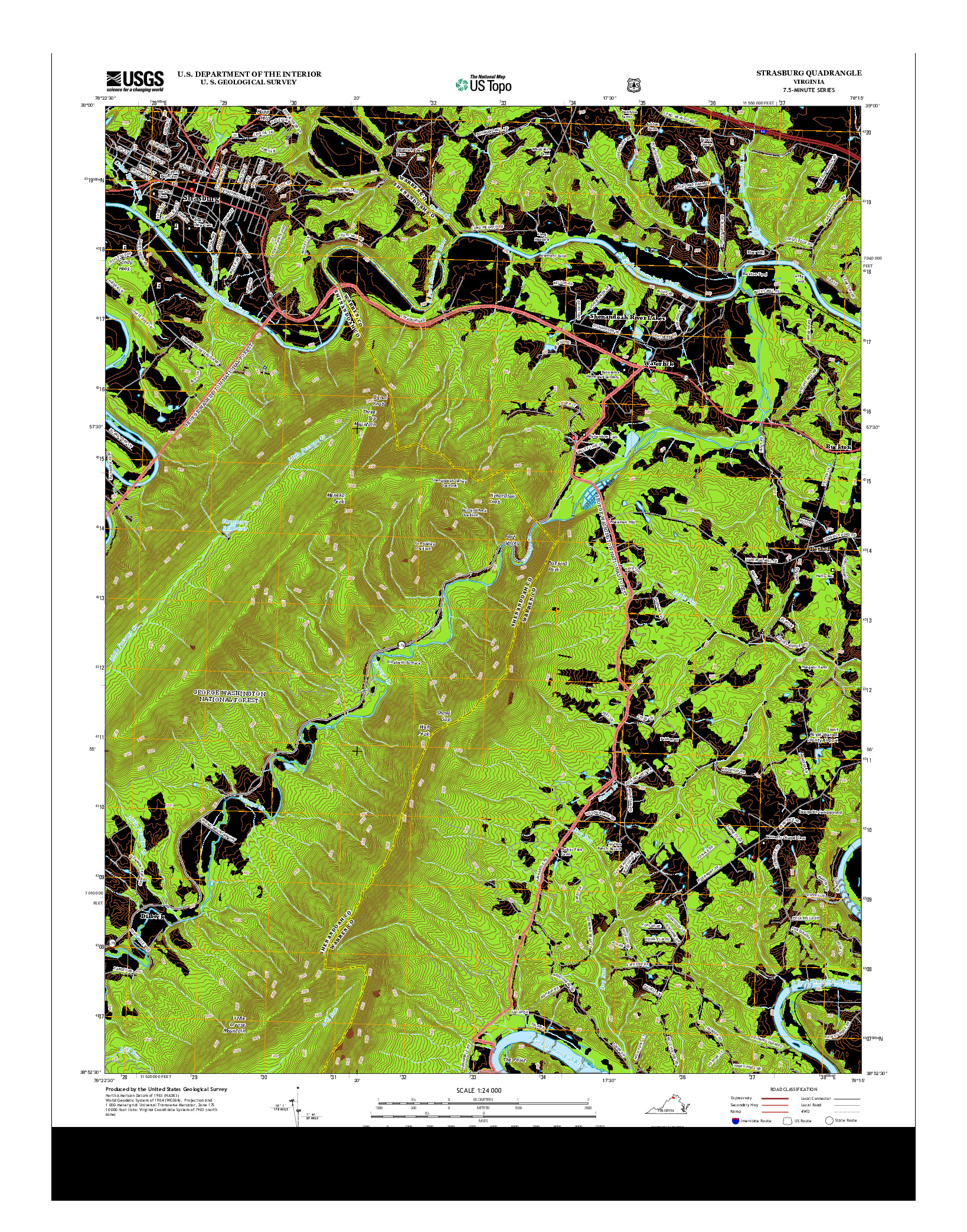 USGS US TOPO 7.5-MINUTE MAP FOR STRASBURG, VA 2013
