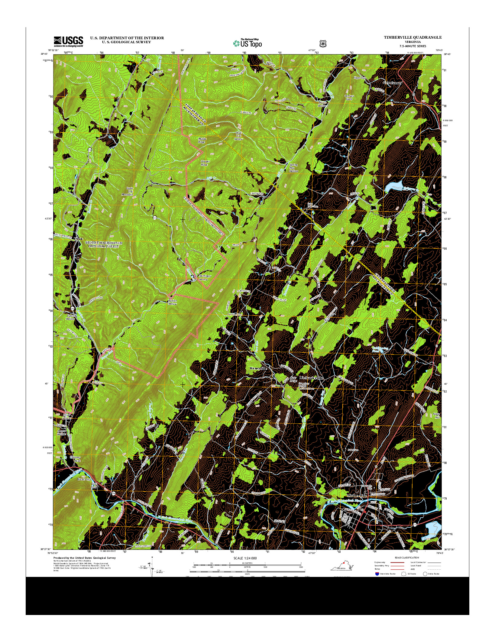 USGS US TOPO 7.5-MINUTE MAP FOR TIMBERVILLE, VA 2013