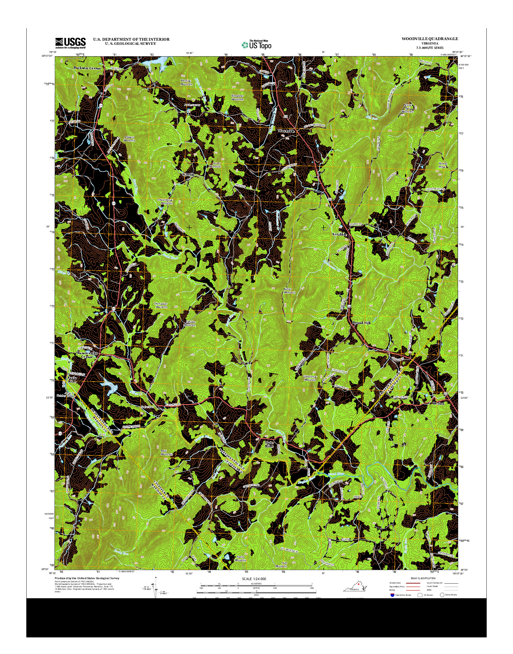 USGS US TOPO 7.5-MINUTE MAP FOR WOODVILLE, VA 2013