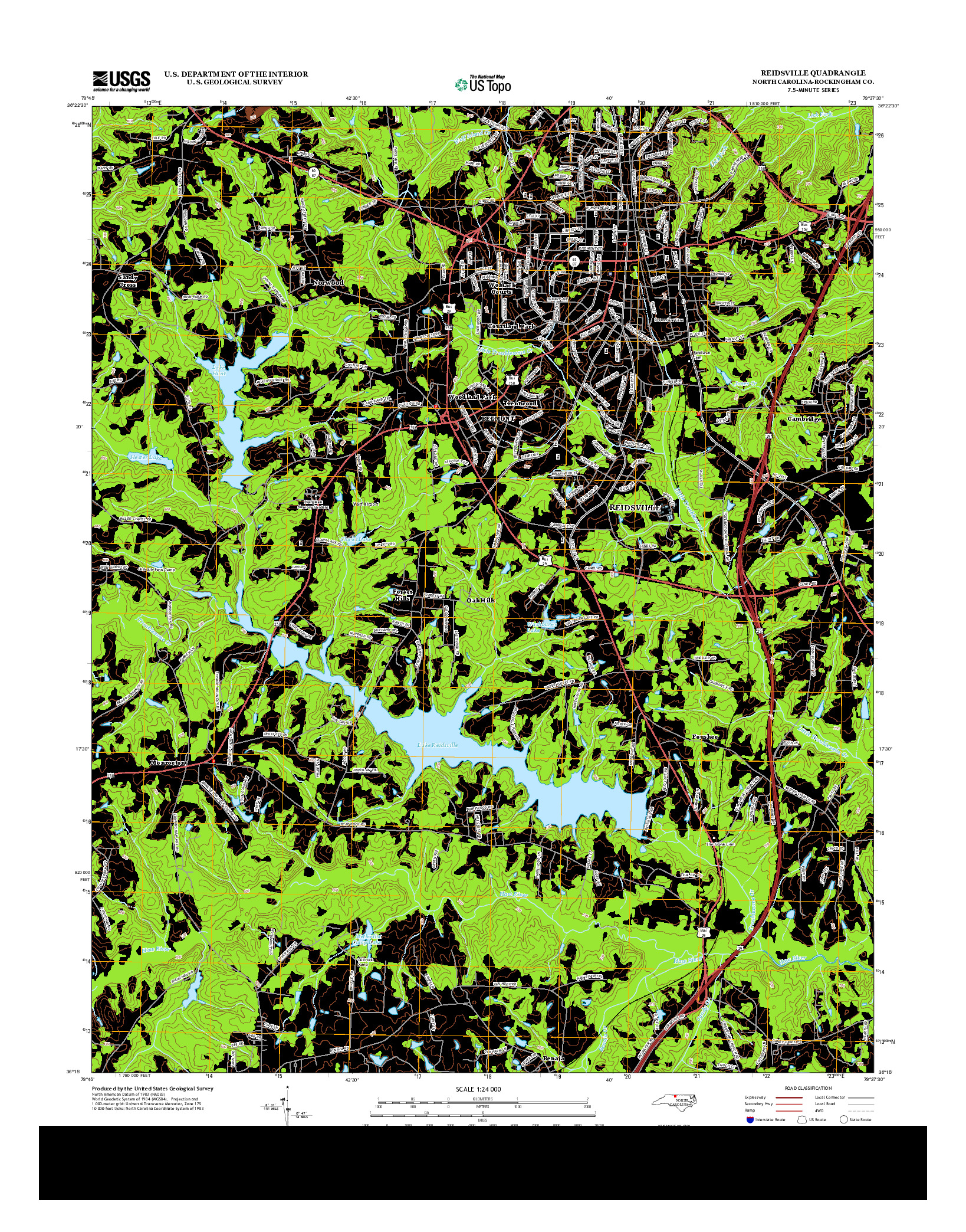 USGS US TOPO 7.5-MINUTE MAP FOR REIDSVILLE, NC 2013