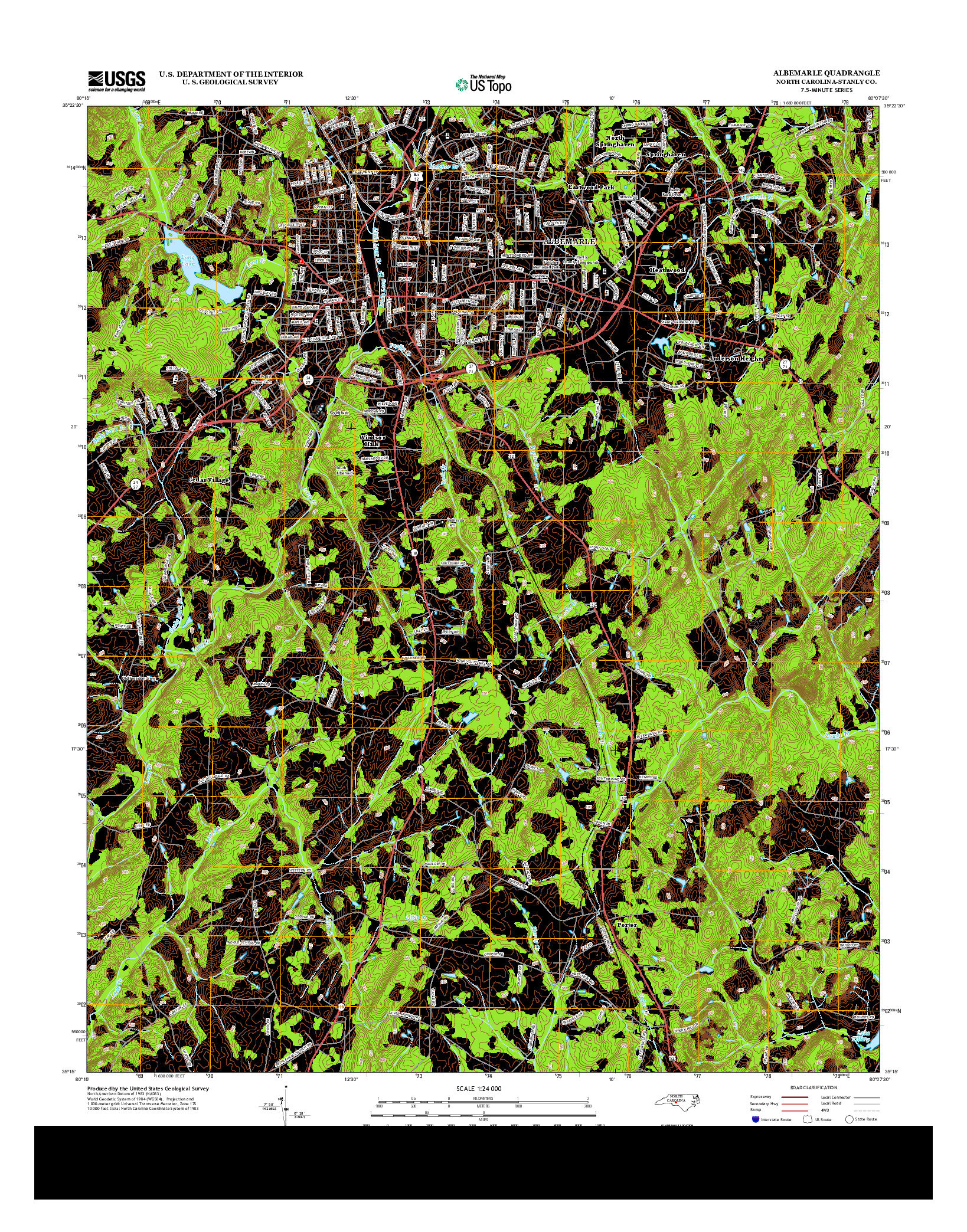 USGS US TOPO 7.5-MINUTE MAP FOR ALBEMARLE, NC 2013