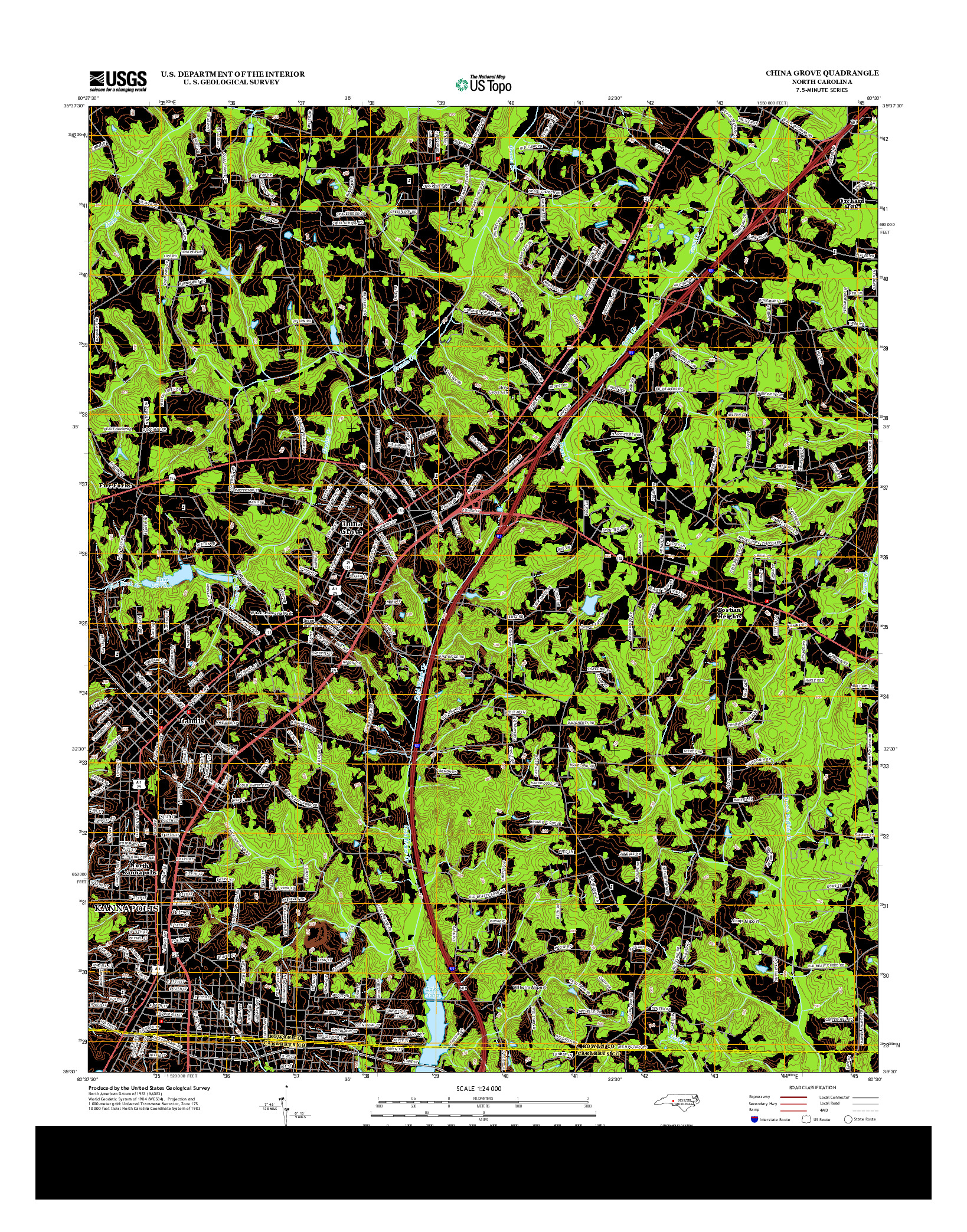 USGS US TOPO 7.5-MINUTE MAP FOR CHINA GROVE, NC 2013