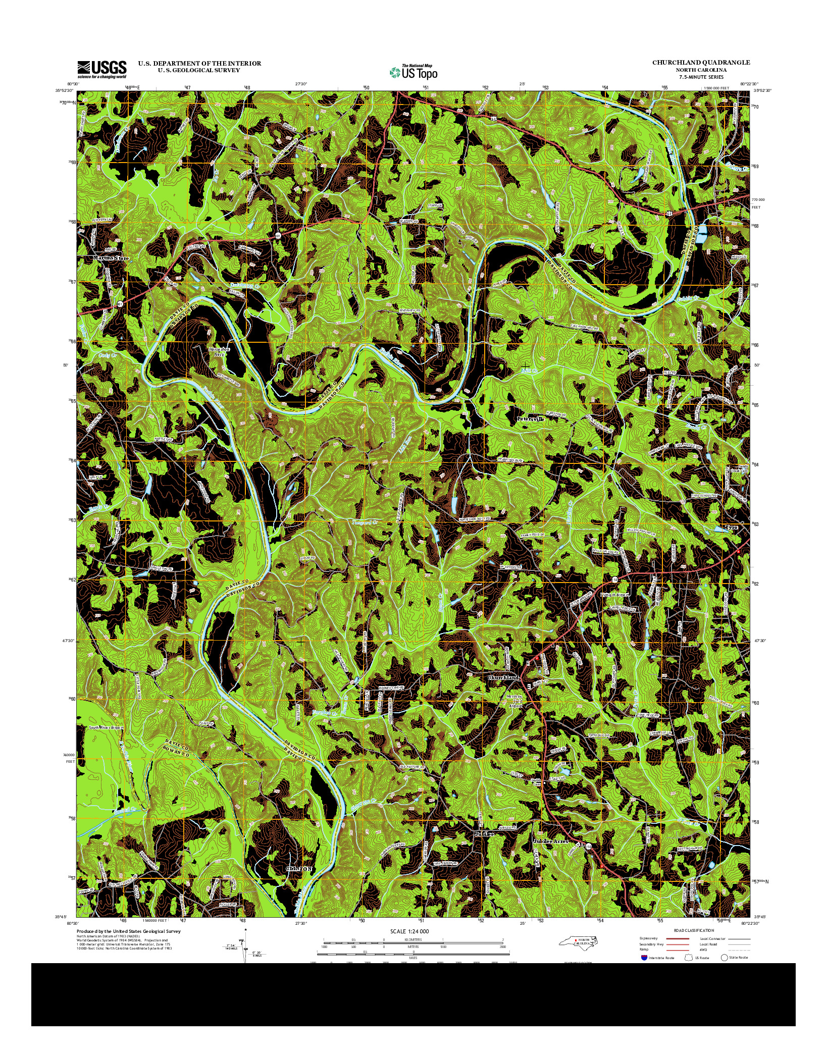 USGS US TOPO 7.5-MINUTE MAP FOR CHURCHLAND, NC 2013