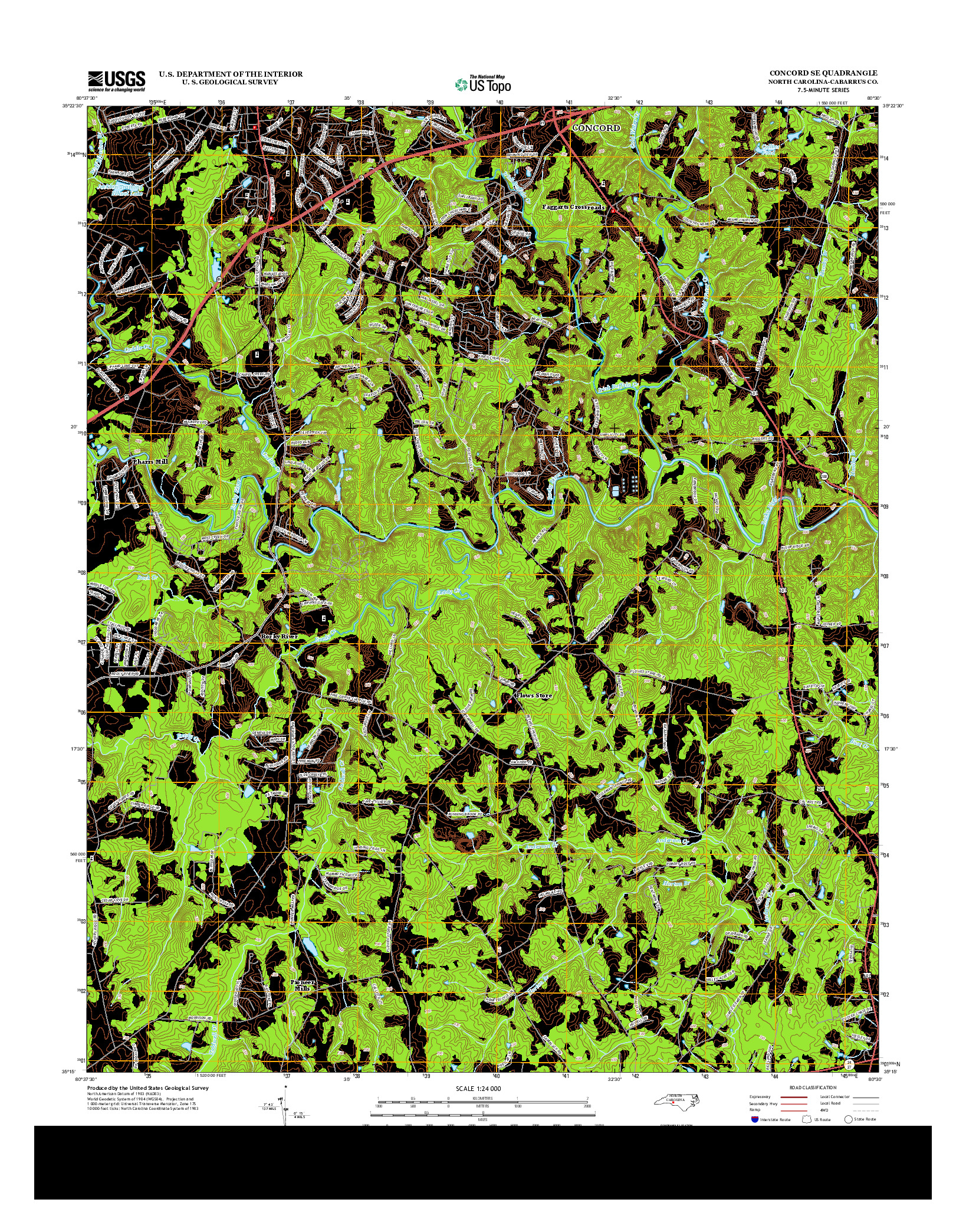 USGS US TOPO 7.5-MINUTE MAP FOR CONCORD SE, NC 2013